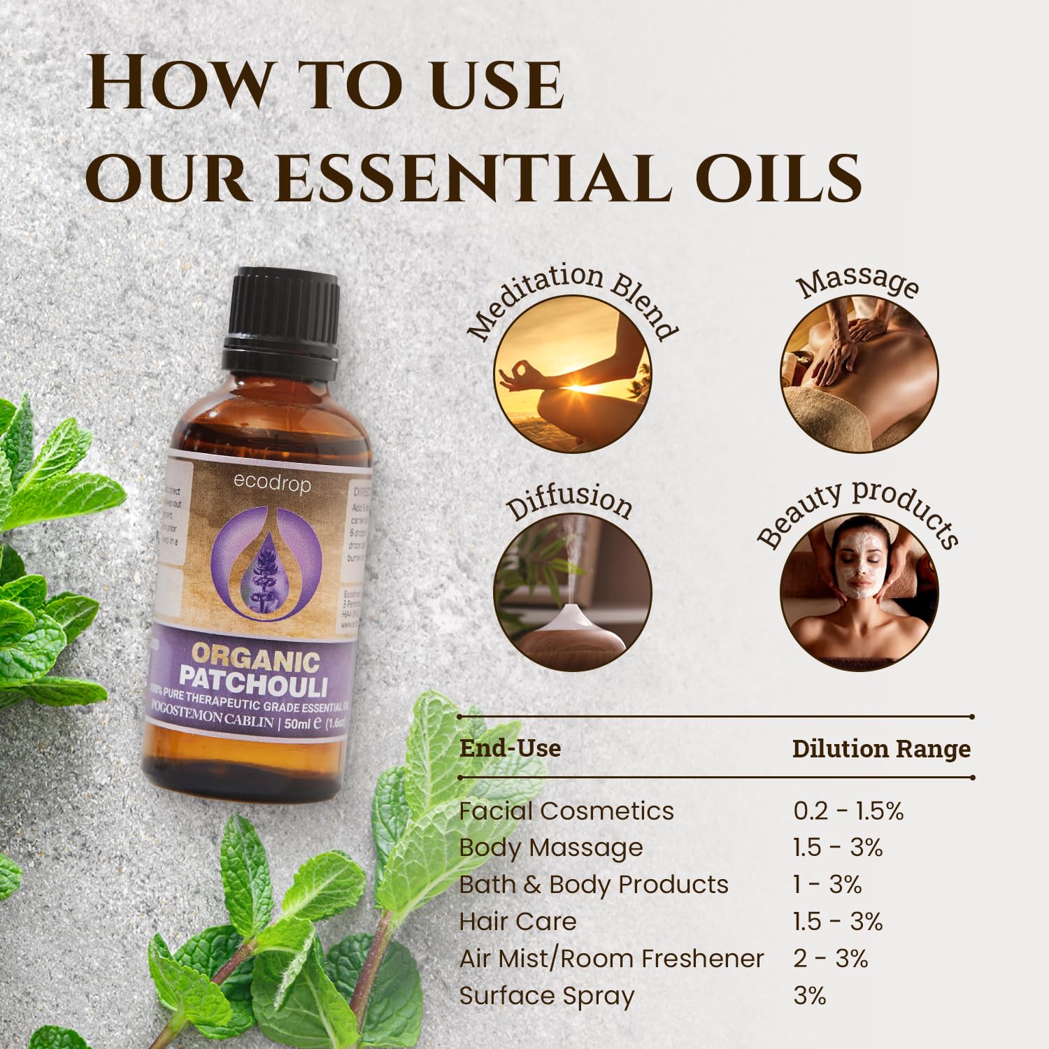 Ecodrop Tea Tree Essential Oil, 10 ml | 100% Pure Organic Steam-Distilled | Melaleuca Alternifolia | Aromatherapy, Diffuser, Massage, Bath, Soap & Candle Making | Australian Fresh Aroma