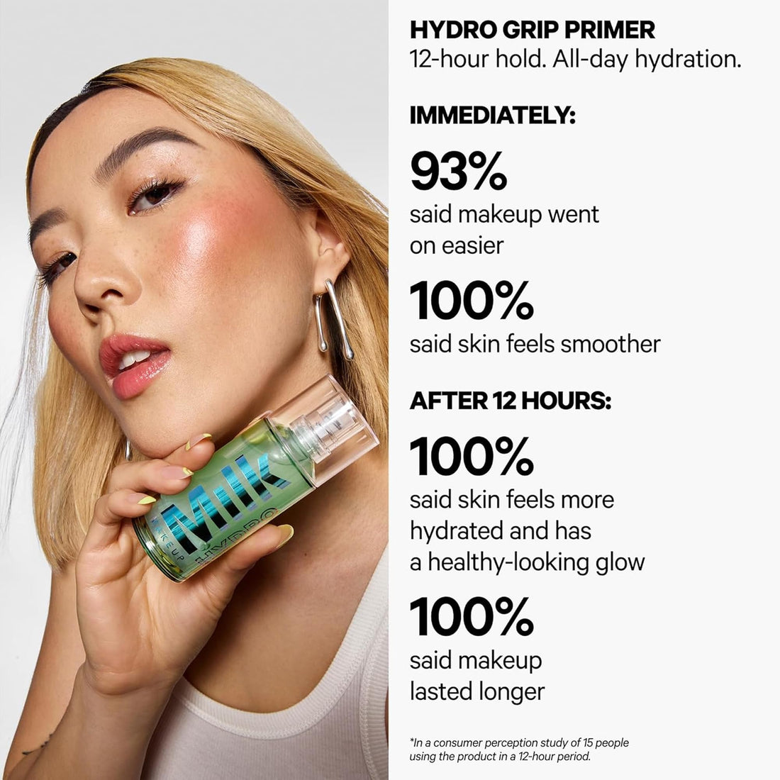 Milk Makeup Hydro Grip Set + Refresh Spray with Hyaluronic Acid – Sets Makeup + Hydrates Skin for Up to 12 Hours – Long-Lasting, Alcohol-Free Facial Mist for Dewy, Radiant Skin
