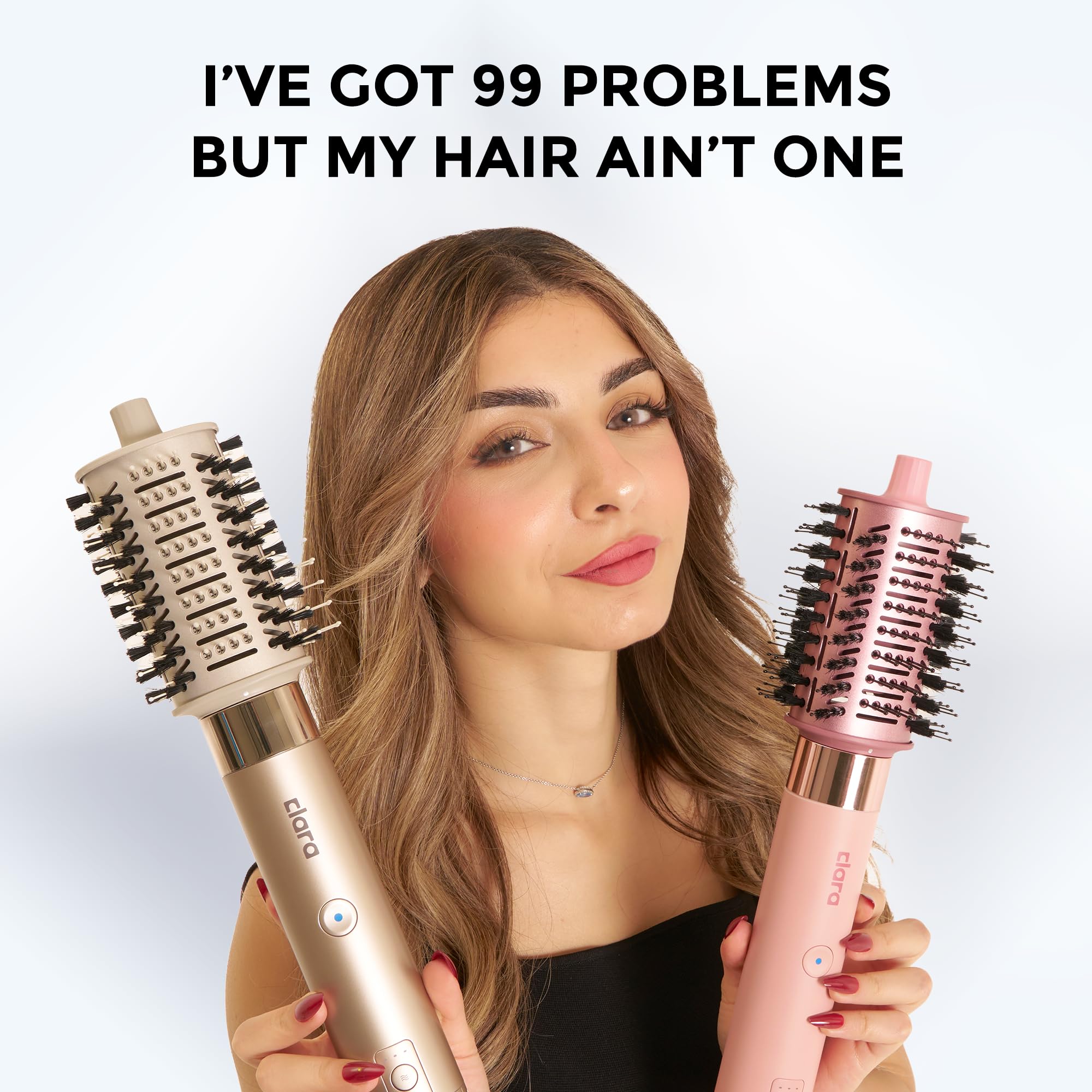 Clara 6-in-1 Gold Multi Styler with Auto-Wrap Curlers, Hair Dryer, & Brush (Round & Oval) for All Hair Types – 1500W Ionic Styling Tool for Frizz-Free Waves & Salon Blowouts Halalzen
