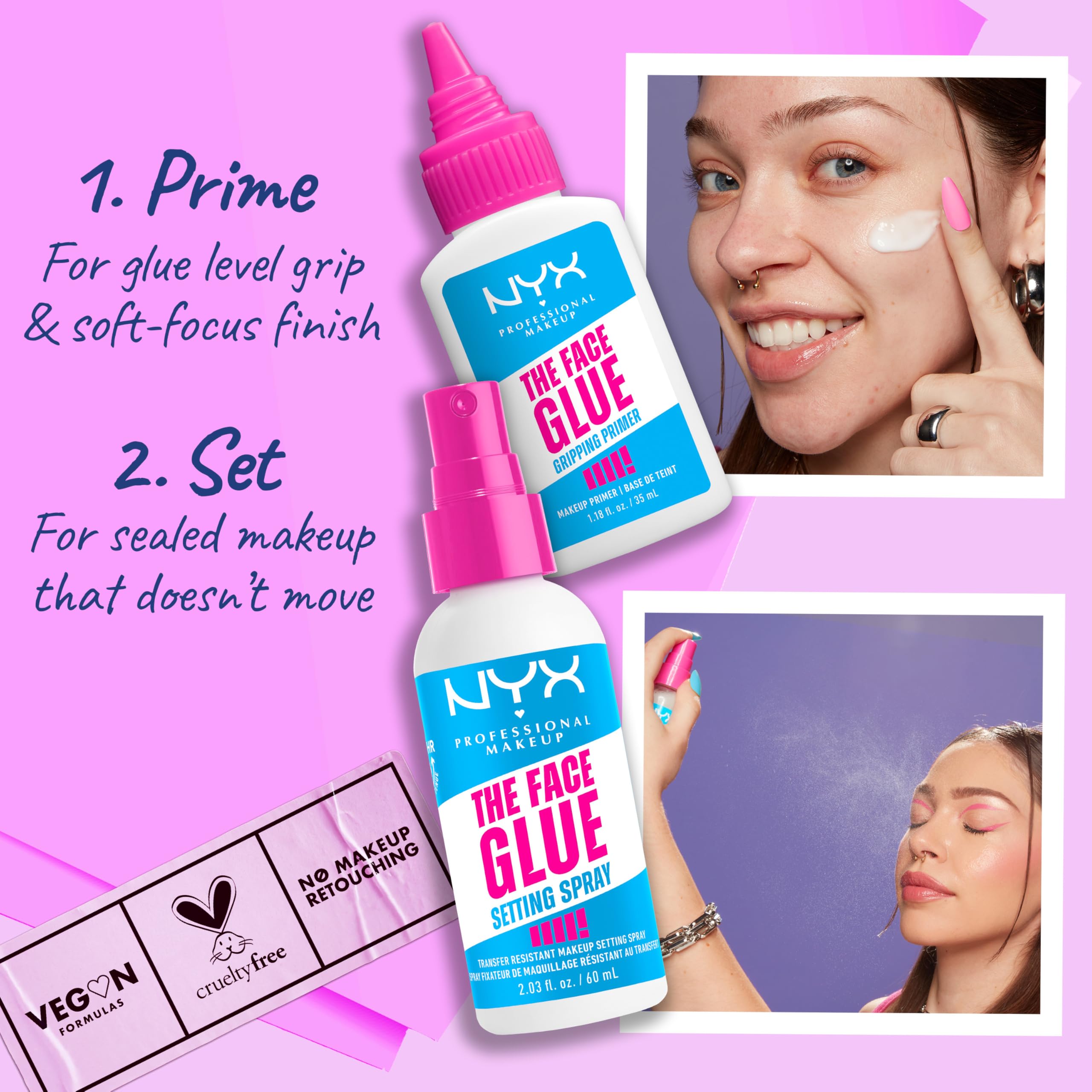 NYX Professional Makeup Setting Spray, Makeup Setting Spray, Long-lasting Wear, Transfer Resistant & Waterproof, Dry Naturally, Flawless Makeup Appearance , The Face Glue, 60ml Halalzen