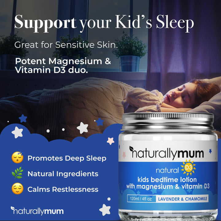 Kids Magnesium Bedtime Lotion with Vitamin D (120ml (Pack of 1), Lavender & Chamomile)