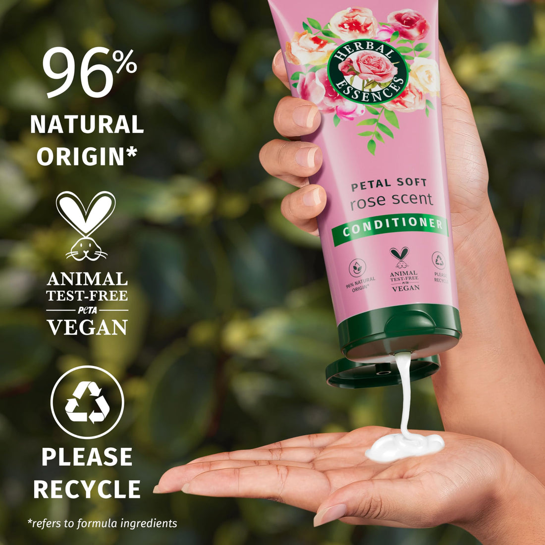 Herbal Essences Rose Scent Petal Soft Shampoo and Conditioner Set (2x350ml, 2x250ml) | Nourishes & Smoothens dry hair | Blended with Rose Essence & Natural Origin Ingredients | Vegan & Cruelty Free