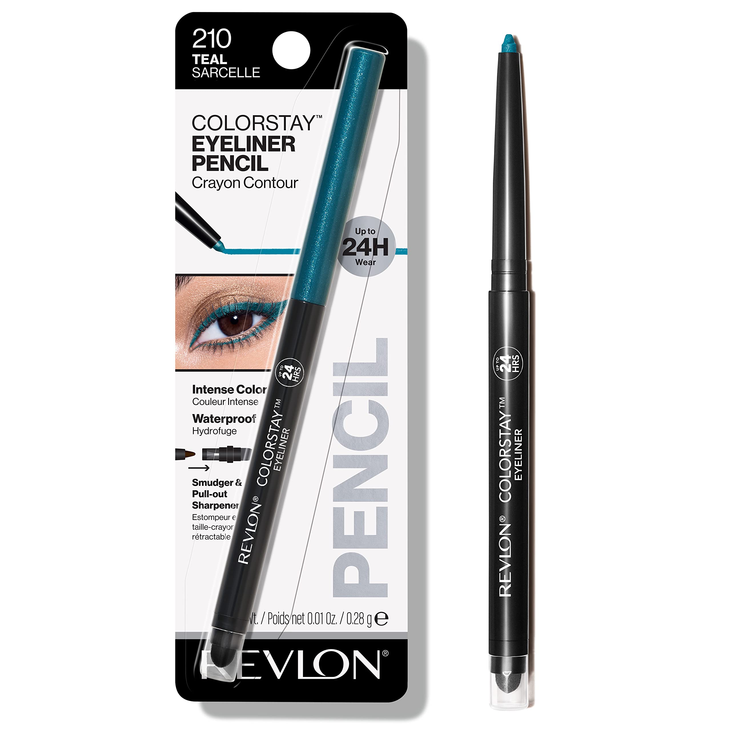 Revlon ColorStay Pencil Waterproof Eyeliner, Smudge-Proof, Eye Makeup with Built-In Sharpener, 201 Black, 2 pack