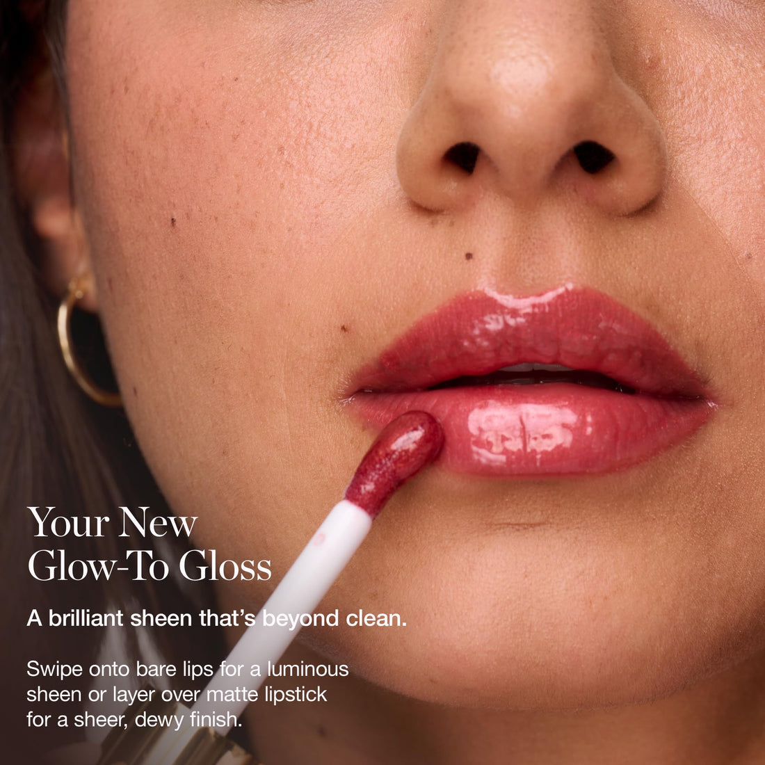 Ogee Beyond Clean Lip Gloss - Certified Organic Lip Gloss for Women - Effortlessly Plump, Hydrate & Add High-Shine Color, Freesia - Desert Rose Shimmer