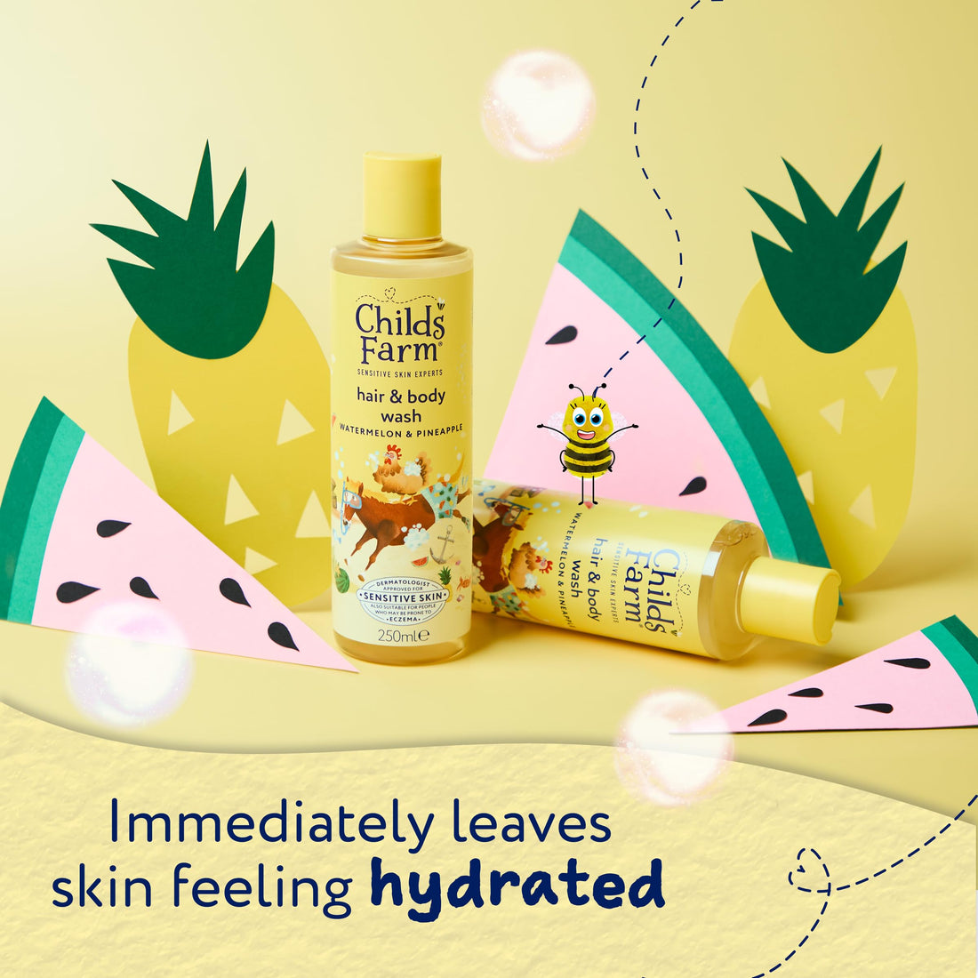 Childs Farm Kids 3 in 1 Swim, Strawberry & Mint - Body Wash, Shampoo & Conditioner | Tear-free | Suitable for Dry, Sensitive Skin, 250ml