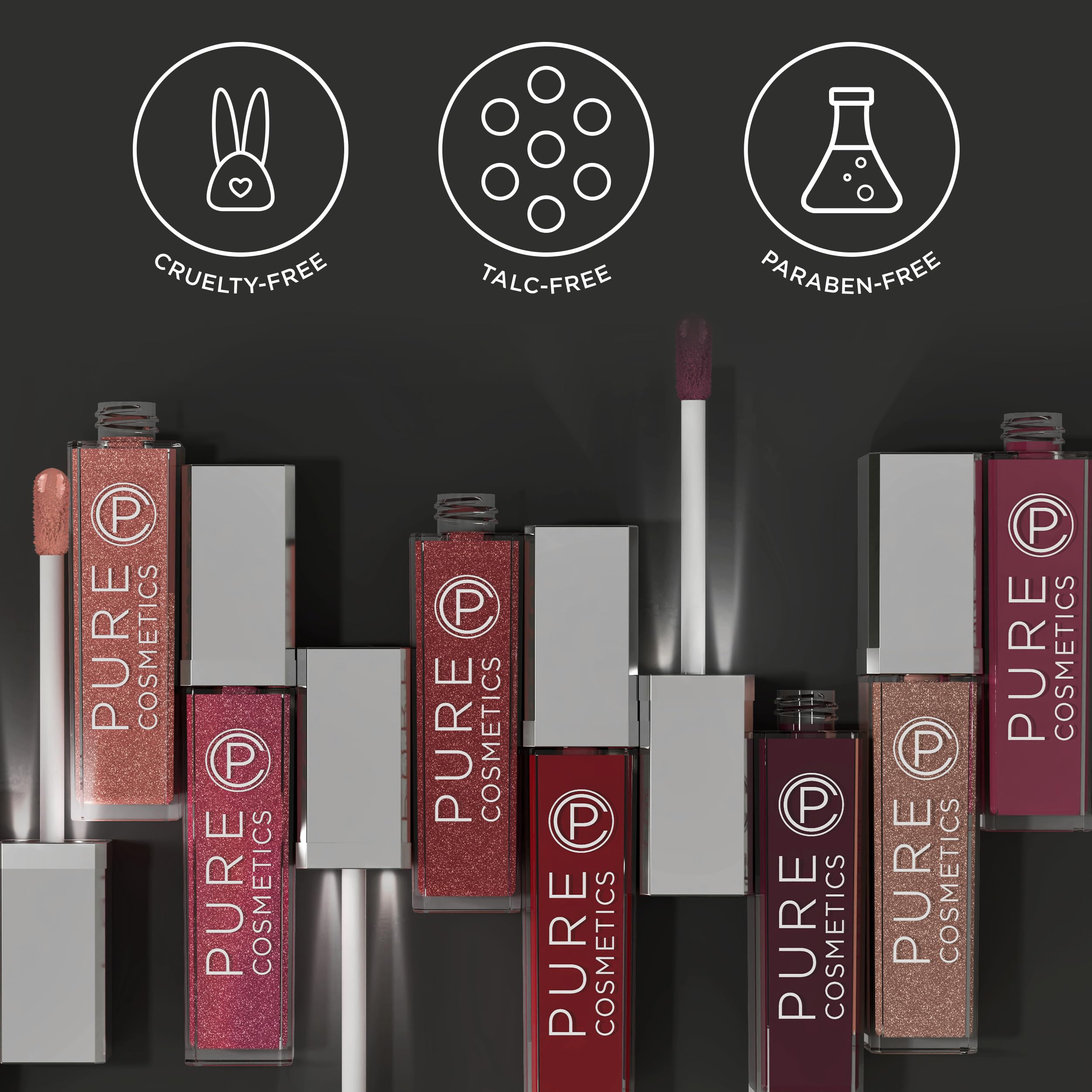 Pure Illumination Light-Up Lip Gloss with LED-Lit Applicator Brush + Side Mirror, Non-Sticky, Moisturizing Hydrating Lip Glosses with Lanolin, Jojoba Oil, & Vitamin E, Wine Berry