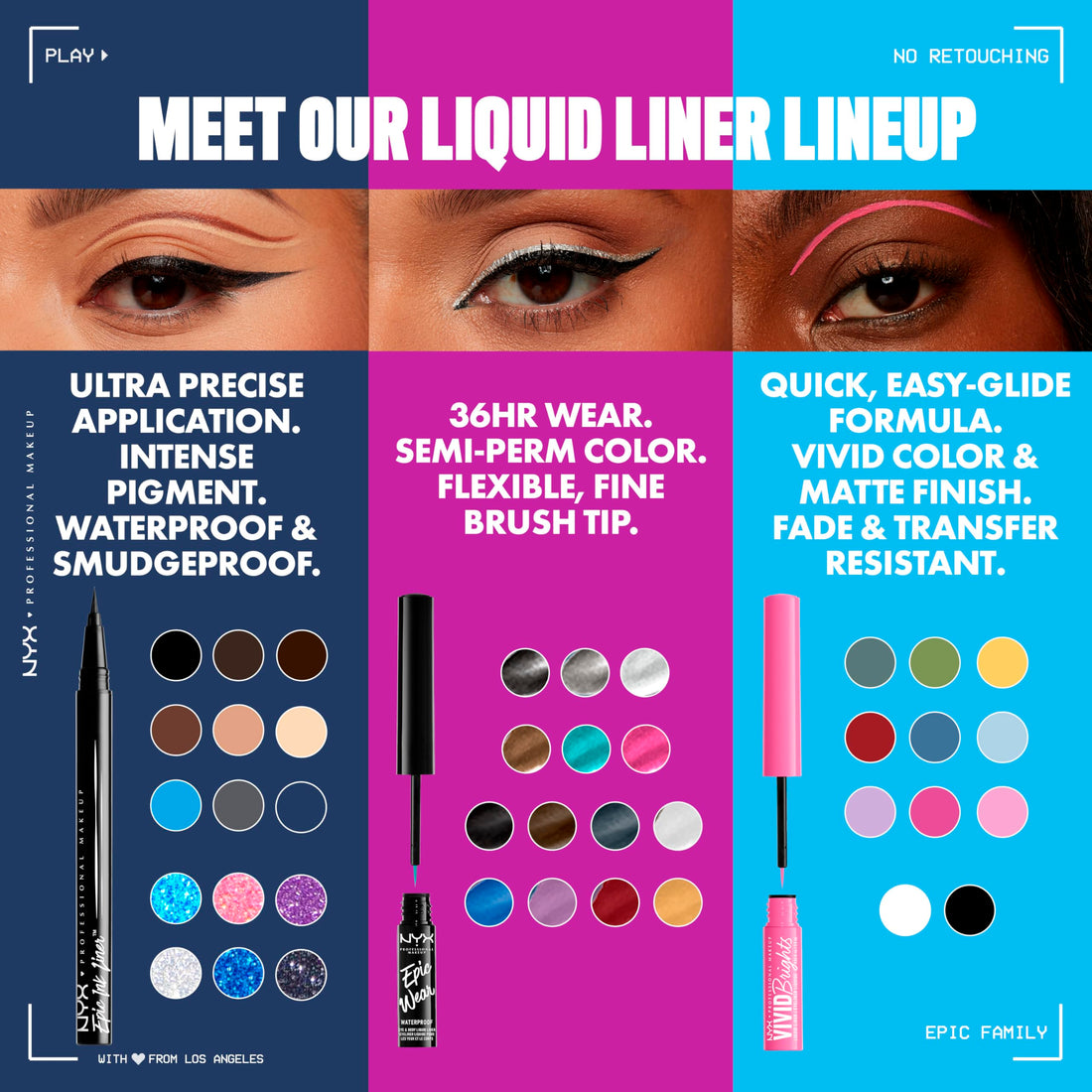 NYX PROFESSIONAL MAKEUP Epic Ink Liner, Waterproof Liquid Eyeliner - Black, Vegan Formula