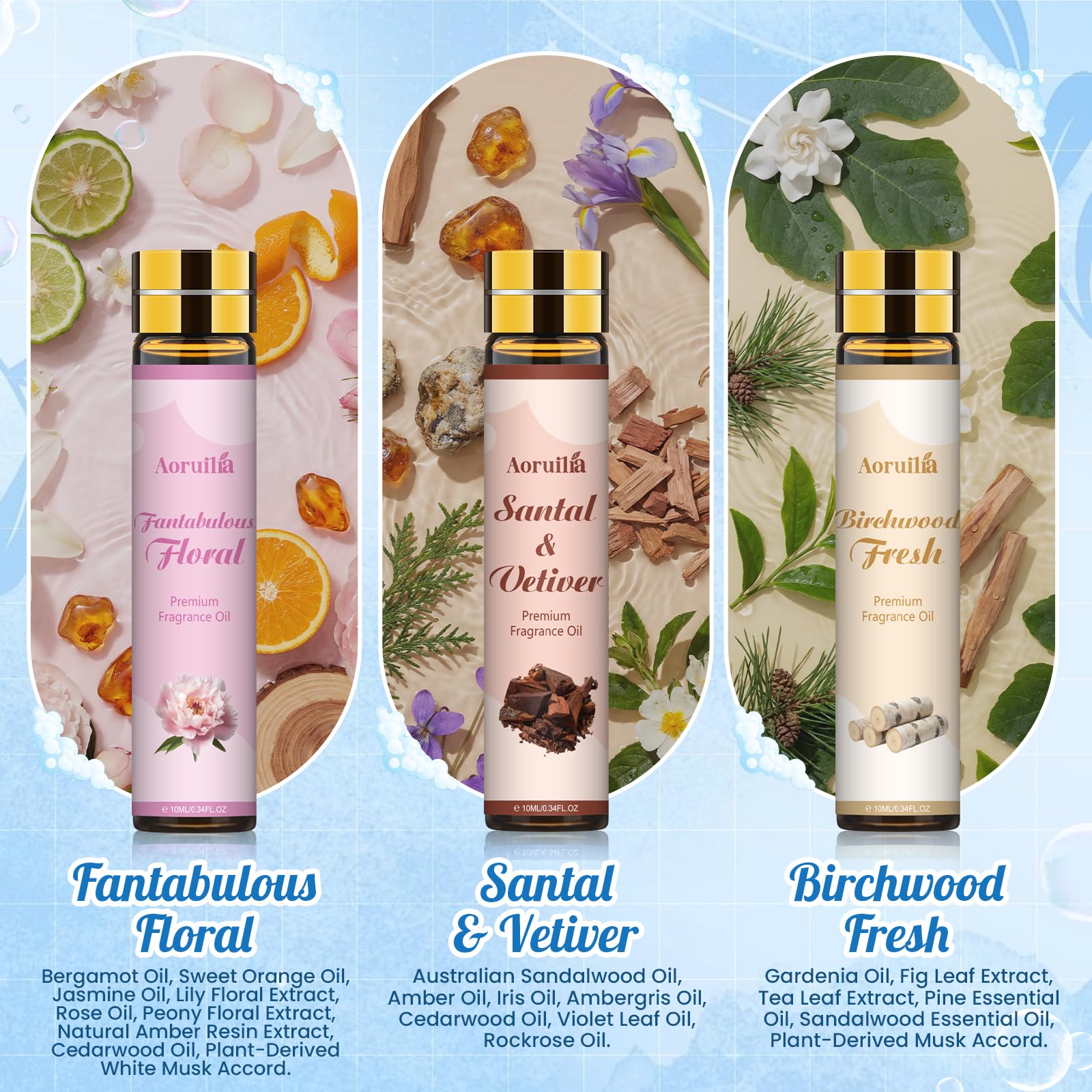 Clean Essential Oils Set 6 x 10ml, Laundry Fragrance Oils for Diffusers, Soap Making - Eucalyptus & Cotton, Bergamot Black Tea, Cardamom & Cedar, Baby Powder, Clean Breeze, Fresh Linen