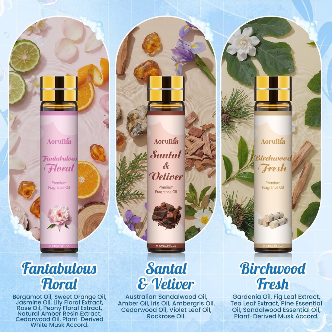 Clean Essential Oils Set 6 x 10ml, Laundry Fragrance Oils for Diffusers, Soap Making - Eucalyptus & Cotton, Bergamot Black Tea, Cardamom & Cedar, Baby Powder, Clean Breeze, Fresh Linen