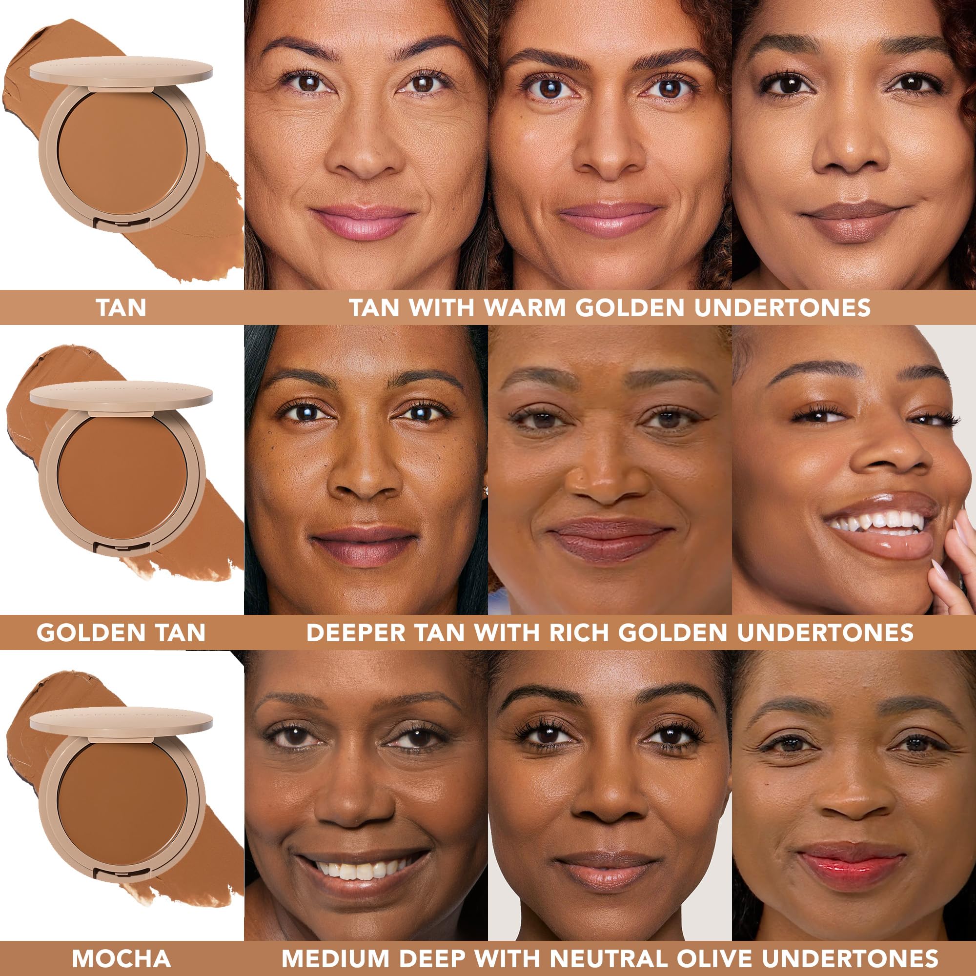 No Makeup Makeup Foundation, Weightless Cream-Balm Formula Conceals, Corrects and Camouflages with Skin-Tone Adaptive Flexshade Technology, Buildable, Long-Lasting, Cruelty-Free, Vegan, Golden Tan