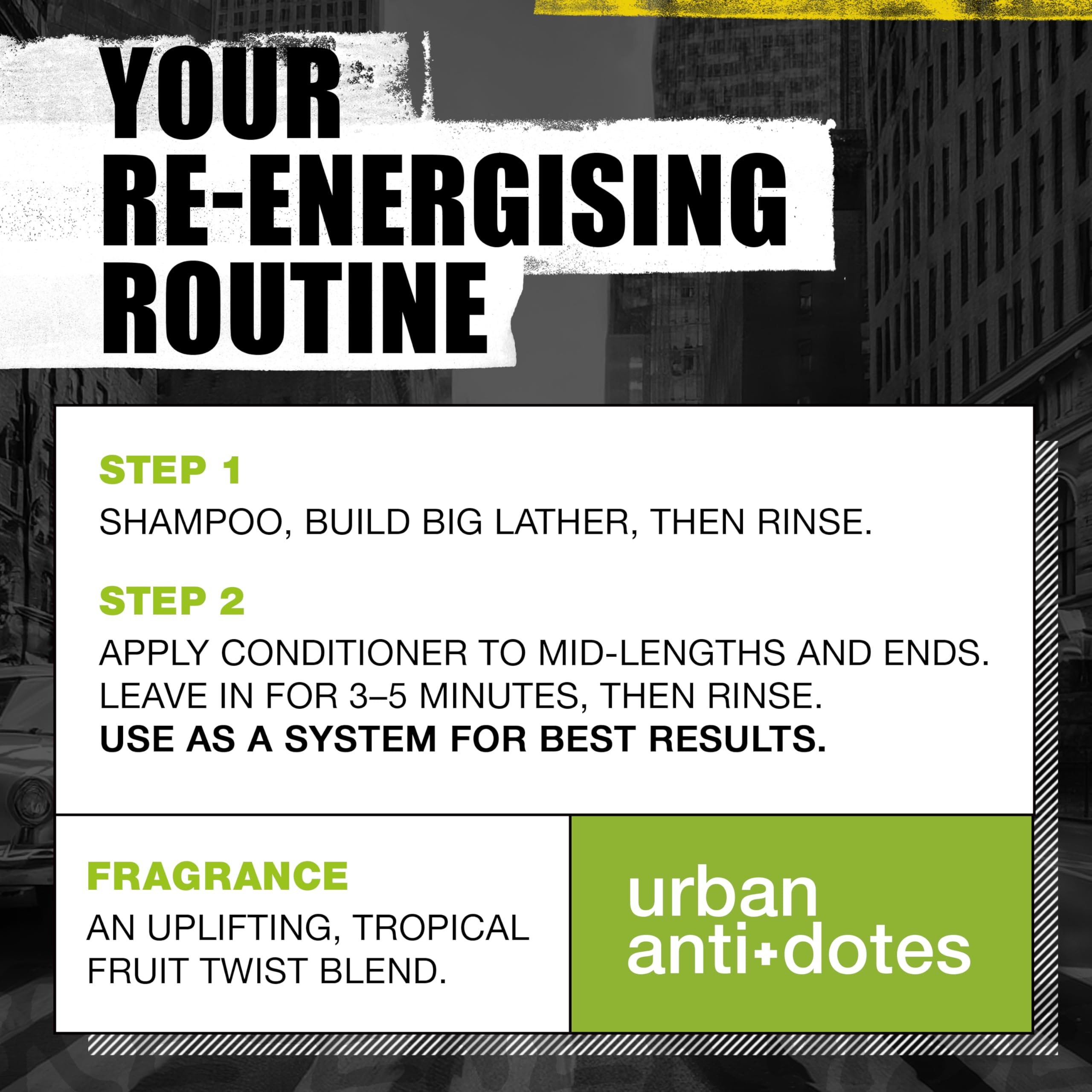 Bed Head by Tigi Urban Antidotes Re-Energise Daily Shampoo and Conditioner, 2 x 750ml