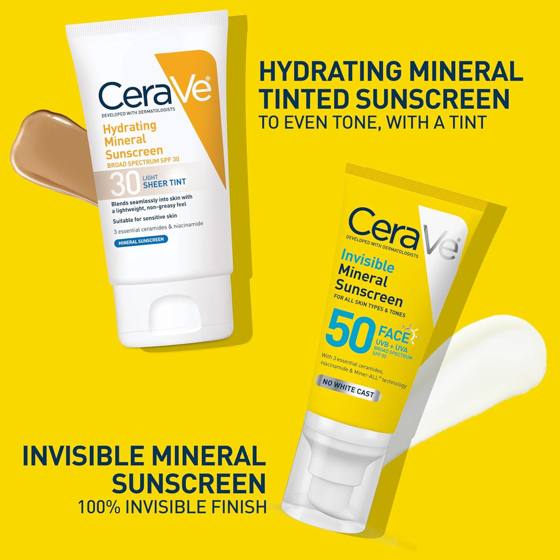 CeraVe Invisible Mineral Sunscreen SPF 50, Face Sunscreen for Sensitive Skin With Zinc Oxide & Titanium Dioxide, Vitamin E + Niacinamide + Ceramides, Oil Free, Travel Size 1.62 oz Halalzen
