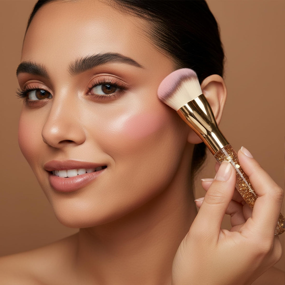 LAMORA Concealer Makeup Brush Under Eye - Angled Flat Top Kabuki Nose Contour Brush - Ideal for Concealing Blending Setting Buffing with Powder Liquid Cream Cosmetic - Small Makeup Foundation Brush Halalzen