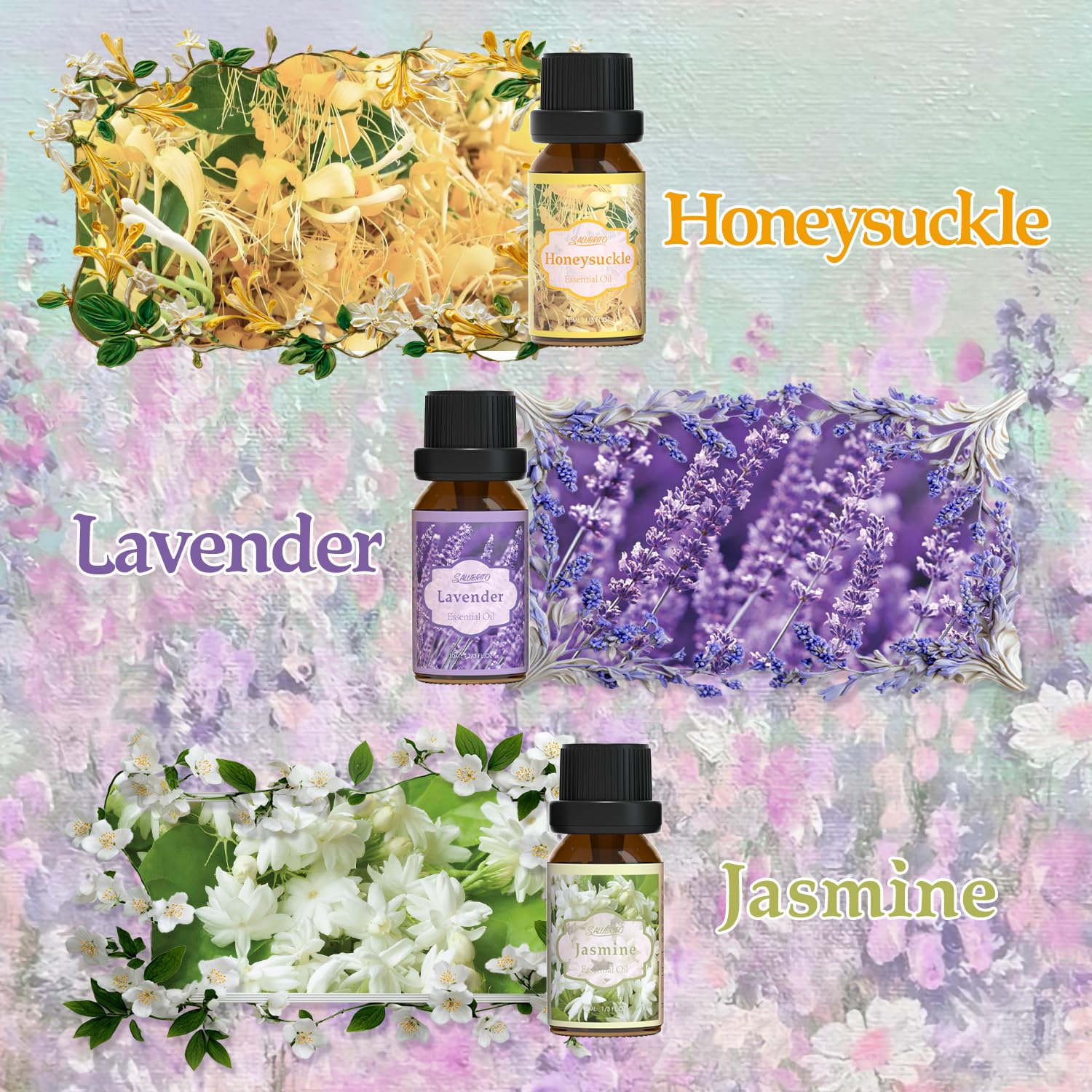 SALUBRITO Clean Essential Oils Set, Fresh Cotton, Clean Home, Fresh Linen, Soft Powder, Blossom Soap, Mint Scented Oils for for Diffuser, Candle, Soap Making