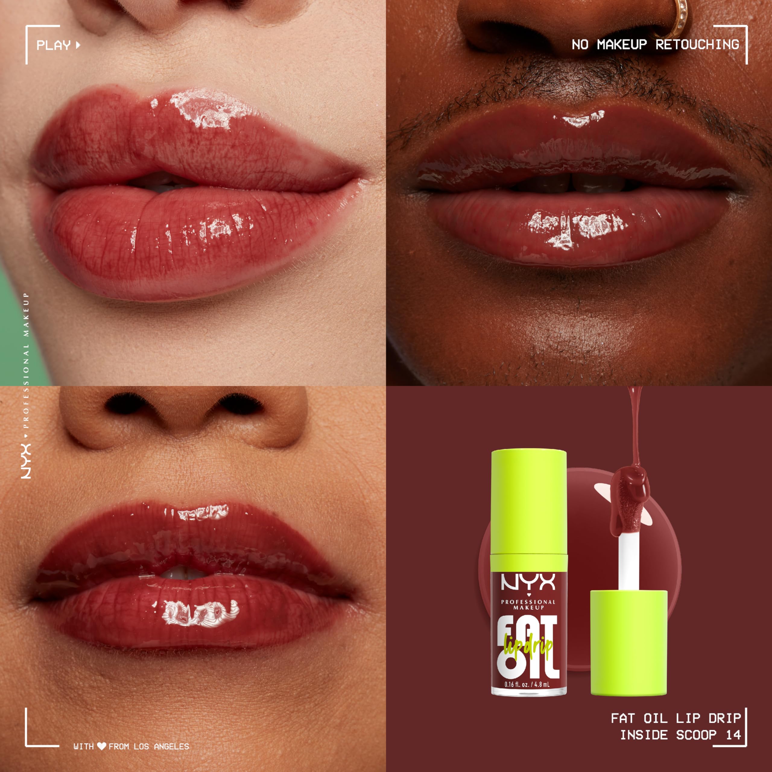 NYX PROFESSIONAL MAKEUP Fat Oil Lip Drip, Moisturizing Lip Oil Gloss, Vegan Tinted Formula, Up to 12 HR Hydration - My Main (Clear) Halalzen