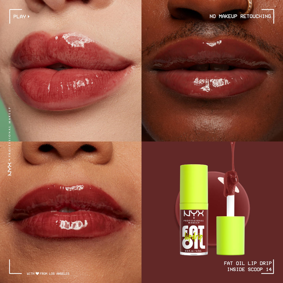 NYX PROFESSIONAL MAKEUP Fat Oil Lip Drip, Moisturizing Lip Oil Gloss, Vegan Tinted Formula, Up to 12 HR Hydration - My Main (Clear) Halalzen
