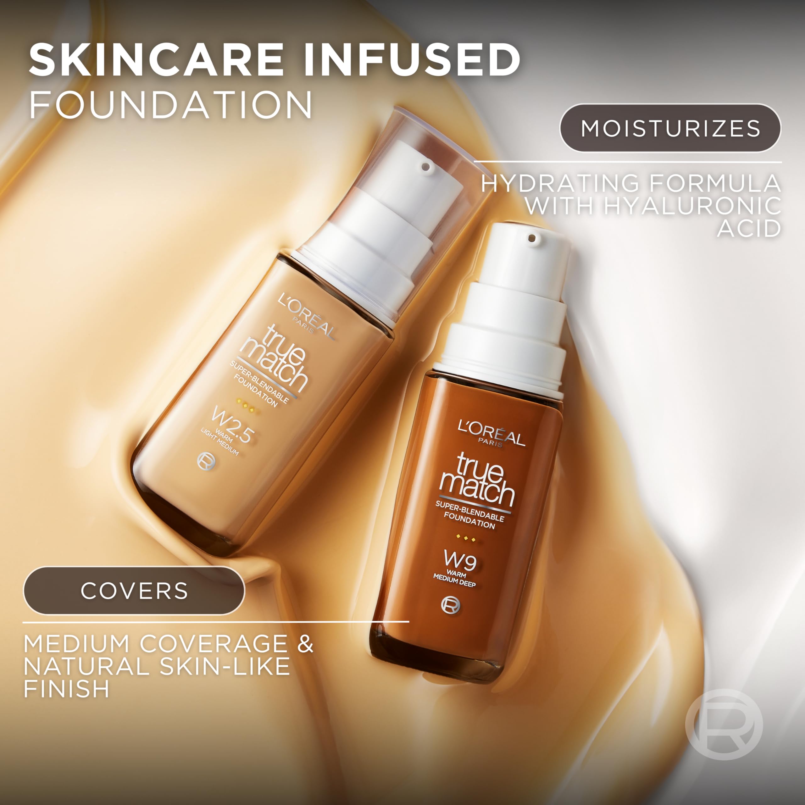 L'Oreal Paris True Match Super-Blendable Foundation, Flüssig-Foundation mit mittlerer Deckkraft, N3, Hell-Mittel, 30 ml