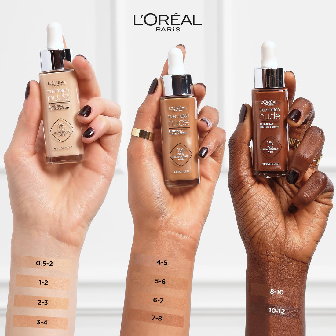 L'Oréal Paris Nude Tinted Serum for Face, Plumping and Hydrating Face Makeup, 1 Percent Pure Hyaluronic Acid, Nude Foundation to Cover, Replumps and Hydrates Skin in One Hour, Shade 4-5 Medium Halalzen