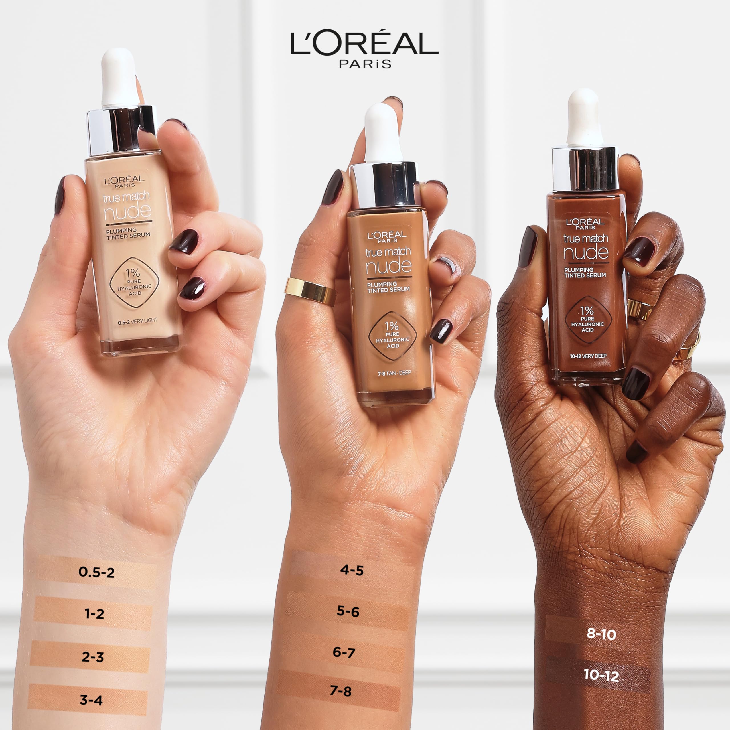 L'Oréal Paris Nude Tinted Serum for Face, Plumping and Hydrating Face Makeup, 1 Percent Pure Hyaluronic Acid, Nude Foundation to Cover, Replumps and Hydrates Skin in One Hour, Shade 4-5 Medium Halalzen