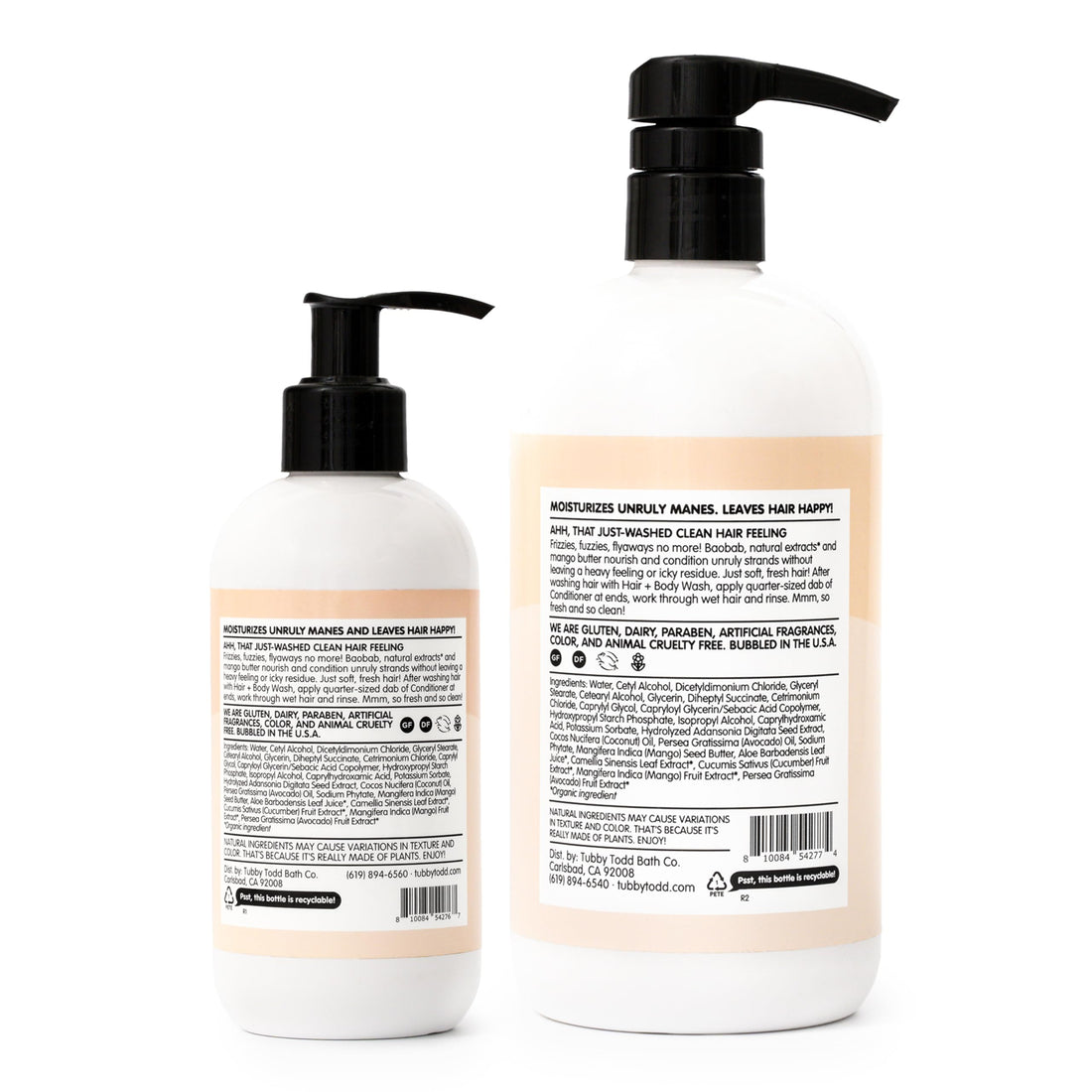TUBBY TODD Hair Conditioner for Kids & Babies - Nourishing Frizz Control & Detangler - Lightweight, Sweet-Scented Formula - 2 Pack, 25 fl oz & 8 fl oz - Lemon Crème Halalzen