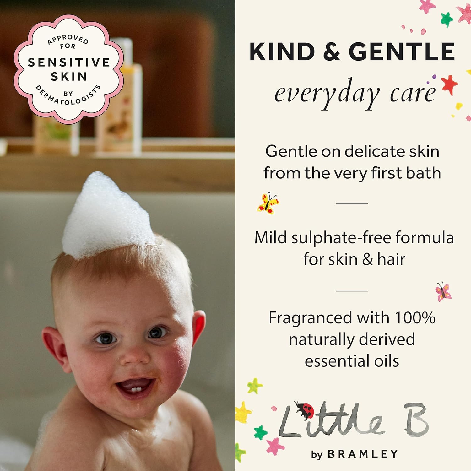 Bramley Little B Hair & Body Wash 250ml, Sulphate-Free Baby & Child Wash with Clementine, Sweet Orange & Lavender, Gentle Biodegradable Bath Wash Suitable from Birth
