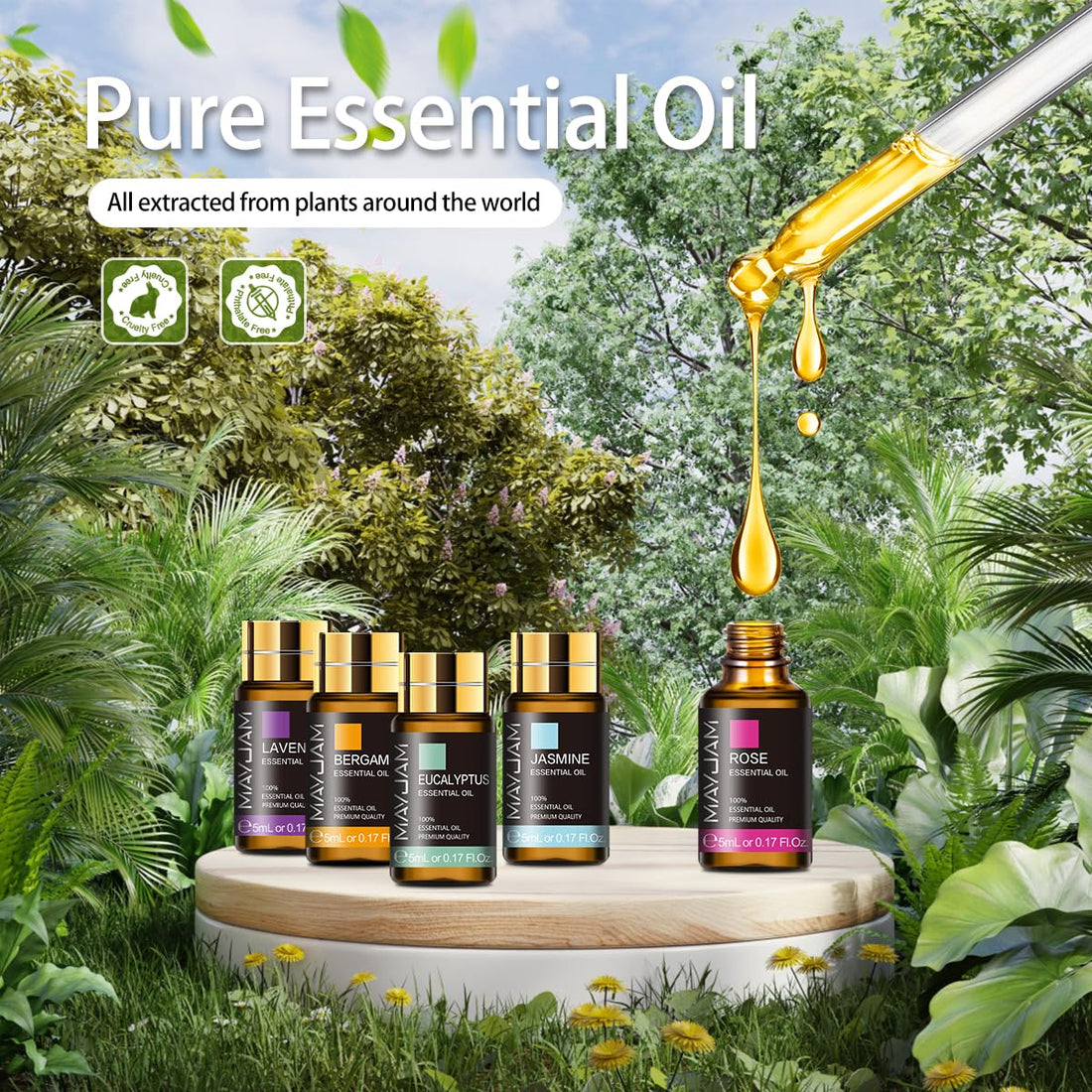 MAYJAM Top 20 Pure Essential Oil Set, Premium Grade Essential Oils for Diffuser for Home, Premium Aromatherapy Oils for Candle Making, Skin & Hair Care