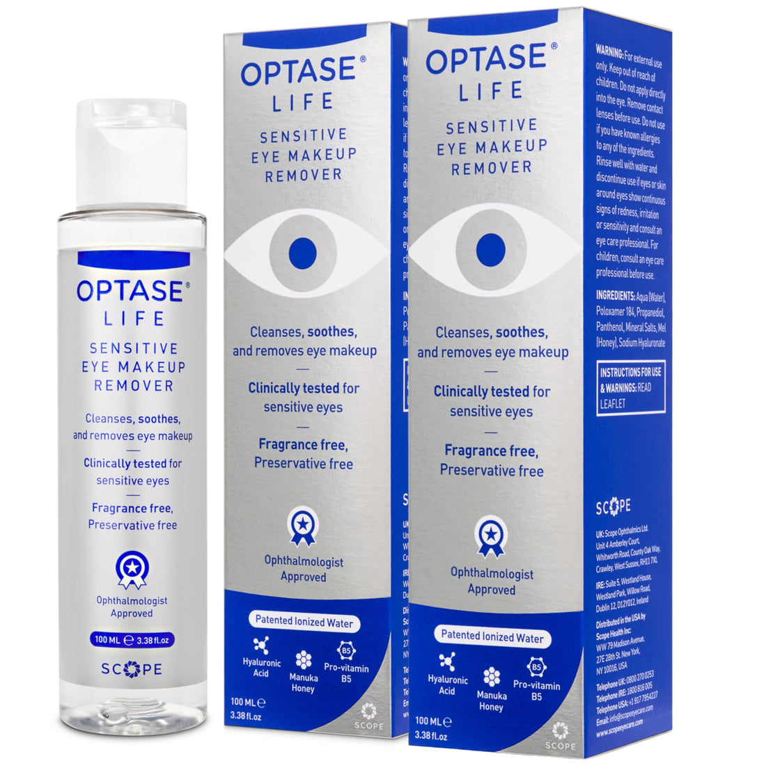 Optase Life Sensitive Eye Makeup Remover - Oil-Free and Non-Greasy Cleanser - Formulated for Sensitive Eyes - Ophthalmologist Approved - 100ml Halalzen