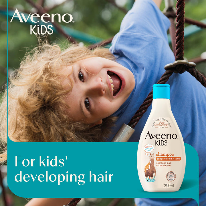 Aveeno Baby Kids Shampoo 250ml | Enriched with Soothing Oat & Shea Butter | Childrens Shampoo Developed for Your Little Superhero | Childrens Toiletries Sets