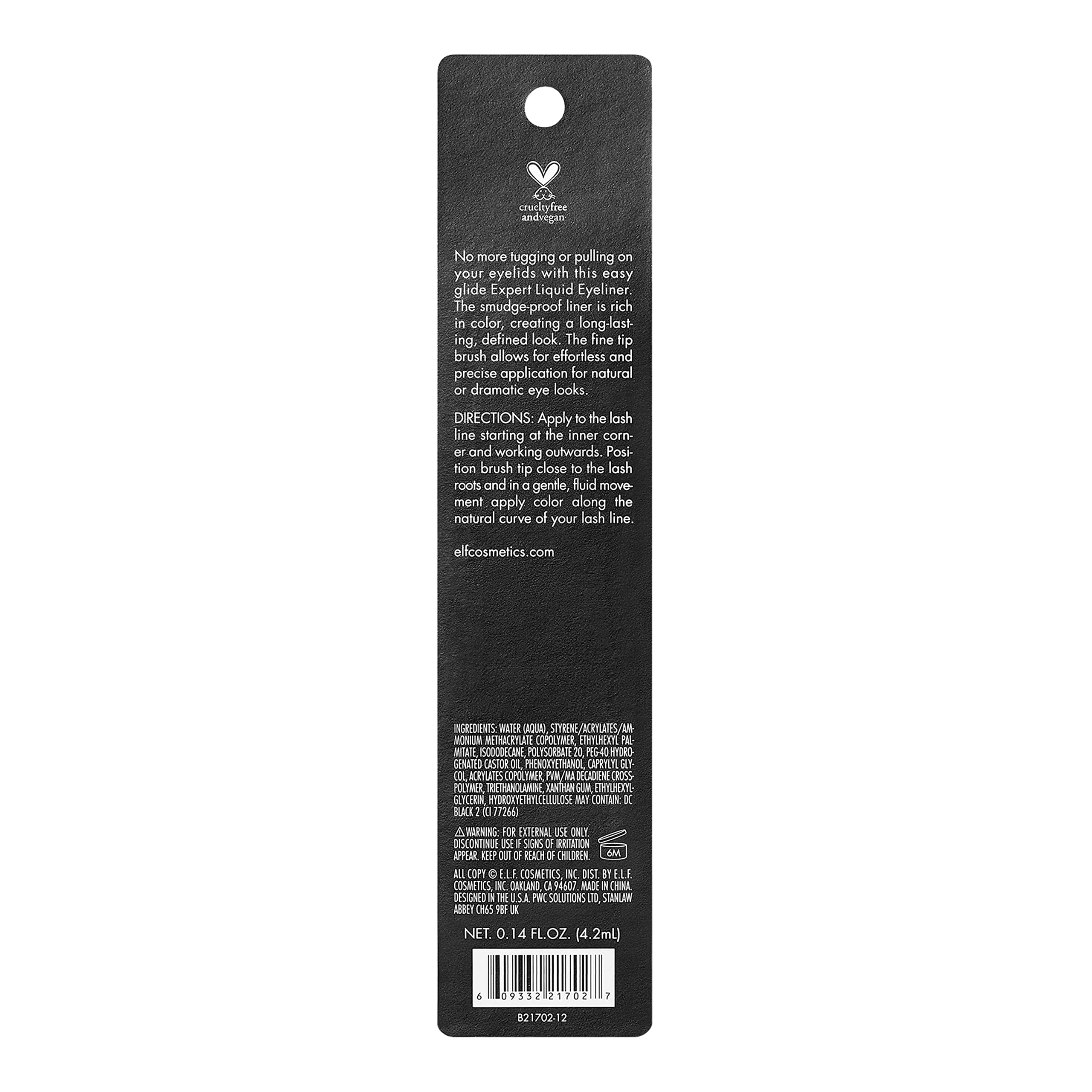 e.l.f. Expert Liquid Liner, Smudge-proof, Buildable, Long-lasting, Enhances, Defines, Jet Black, Precision Brush 4.2ml Halalzen
