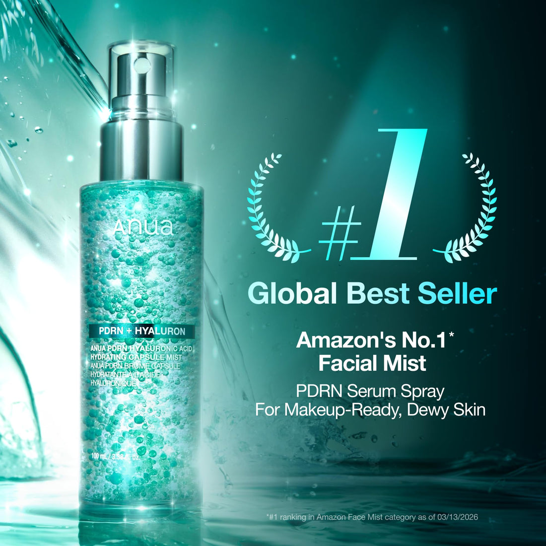 ANUA PDRN Collagen Glow Facial Serum Spray, Hydrating Face Mist, Hyaluronic Acid, dewy glass finish, All Skin Types, Instant Plumping Hydration, Firming Care, Korean Skincare, 3.38 fl oz Halalzen