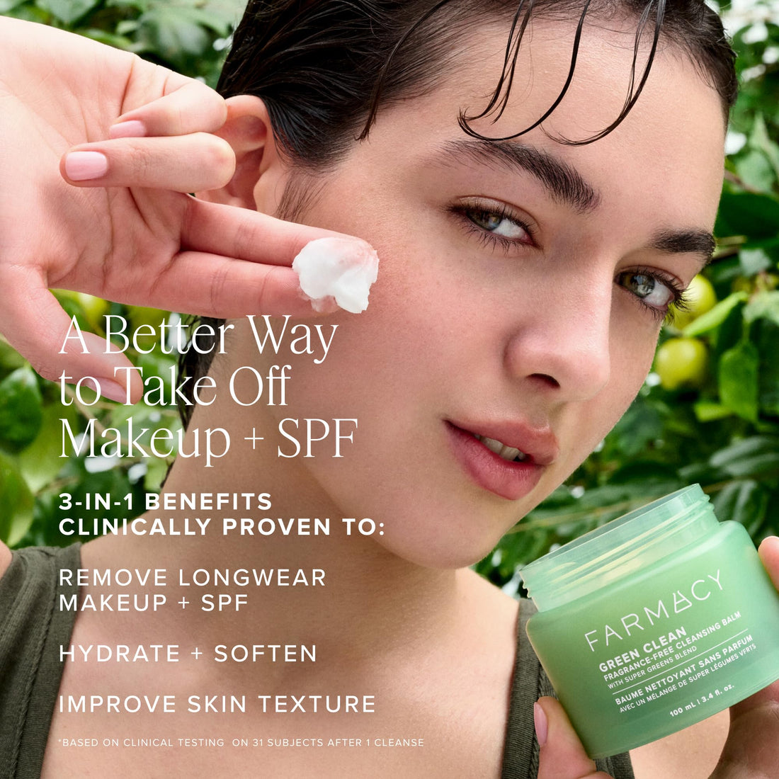 Farmacy Makeup Remover Cleansing Balm - Green Clean Waterproof Makeup Remover + Oil Based Cleanser - Gentle Exfoliating Double Cleanser - Melts From Balm to Milky Lather (30ml) Halalzen