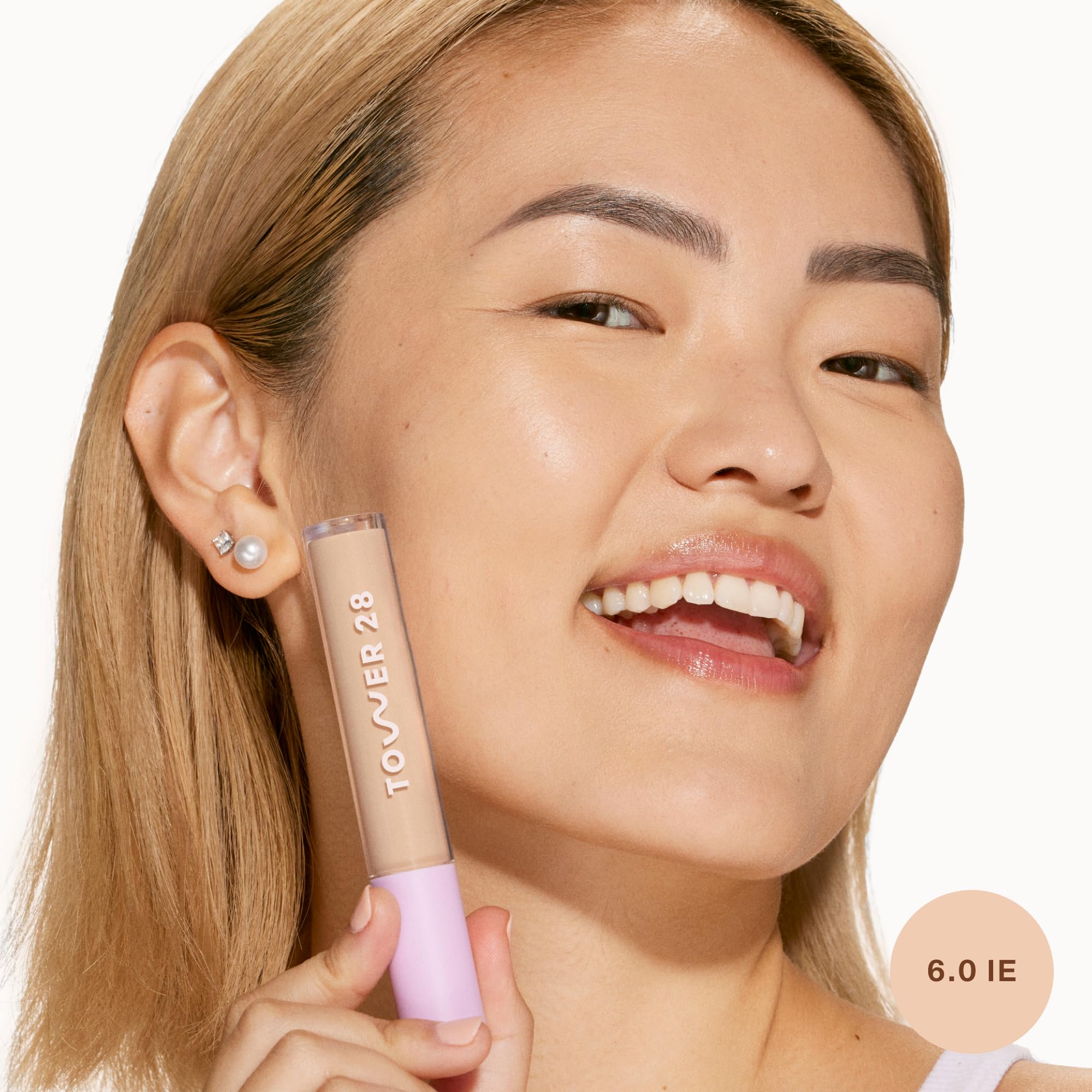 Tower 28 Swipe Serum Concealer - Hydrating Medium-Full Coverage Concealer + Under Eye Brightener - Skin Care Infused Makeup with Hyaluronic Acid + Soothing Centella - 4.0 Light/Medium Cool (0.22 oz)