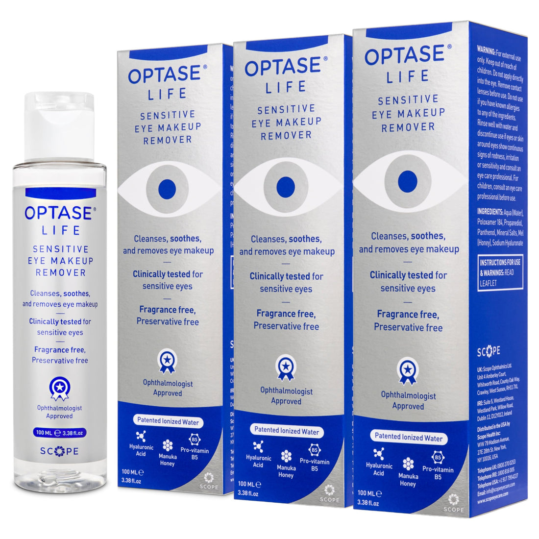 Optase Life Sensitive Eye Makeup Remover - Oil-Free and Non-Greasy Cleanser - Formulated for Sensitive Eyes - Ophthalmologist Approved - 100ml Halalzen