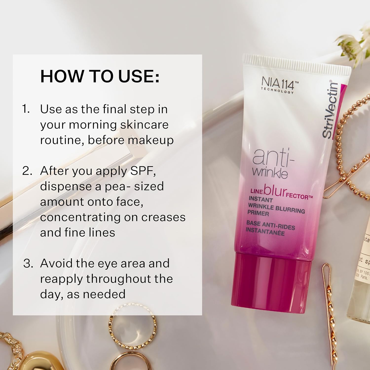 StriVectin Line BlurFector™ (1.0 Oz, 30ml) | Instant Wrinkle Blurring Primer Skin Primer to help blur and fill the look of wrinkles, Makeup Primer for Smooth Skin Halalzen
