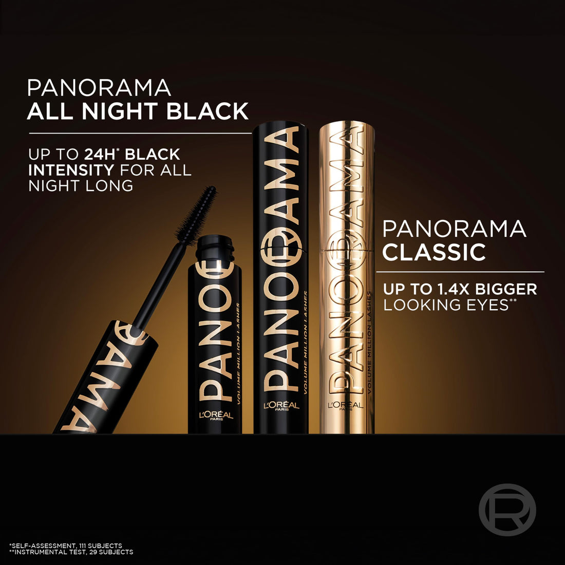 L'Oreal Paris Volumising Mascara, For Intense Volume and a Fanned Out Effect, 1.4x Bigger Looking Eyes, Clump-free Formula, Suitable for Sensitive Eyes, Volume Million Lashes Panorama Halalzen