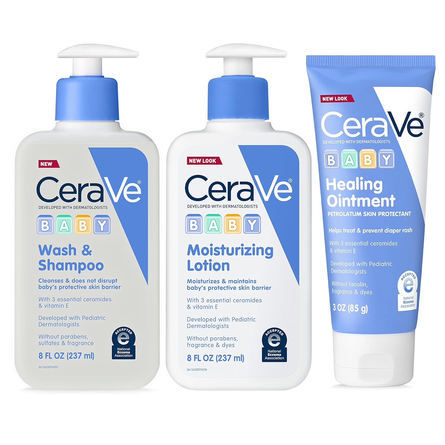 CeraVe Baby Bath Set, 8oz Wash & Shampoo + 8oz Moisturizing Lotion + 3oz Healing Ointment, Fragrance, Parabens, Phthalates, & Tear Free Baby Bath Essentials Halalzen
