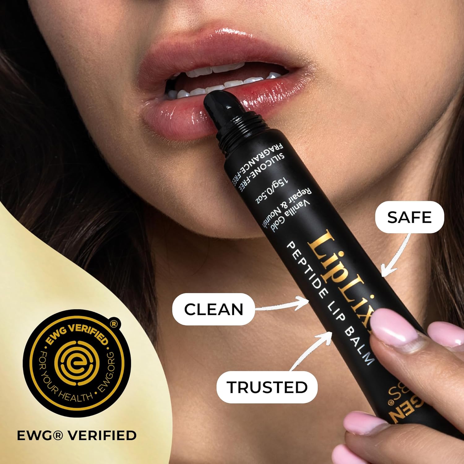 LipLixir Non Toxic Peptide Lip Balm – EWG® VERIFIED, All-Natural, Ultra-Clean, Hydrating, Doctor Approved Lip Gloss – Fragrance-Free with Shea, Cocoa & Coconut Oil, (Reformulated Thicker Formula) Halalzen