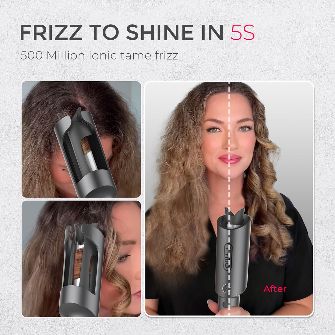 TYMO Hair Curler Automatic Rotating - CURLPRO, Beach Waves Curling Wand, Anti-Scald Curling Iron, Portable 500 Million Ionic, Dual Voltage & Lightweight for Travel, Ceramic Coating, Gray 1.25 inch Halalzen