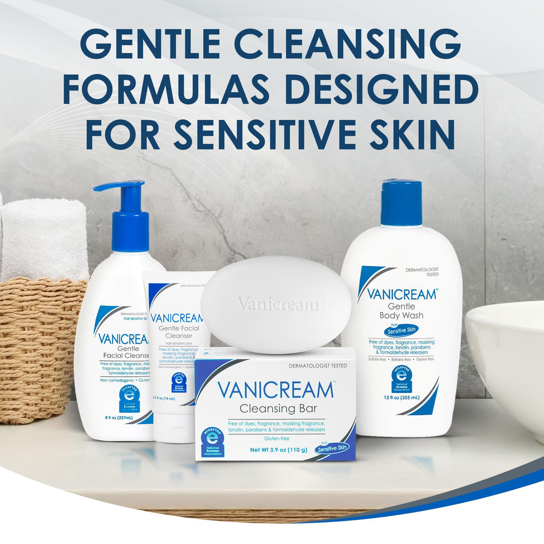 Vanicream Gentle Facial Cleanser with Pump Dispenser - 8 fl oz - Formulated Without Common Irritants for Those with Sensitive Skin