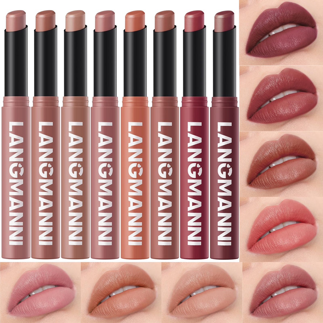 12Pcs Velvet Matte Lipstick Nude Matte Soft Dark Color Stick High Pigmented Long-Lasting Waterproof Lip Stick Lip Balm Beauty Cosmetics Gift for Women(01#-12#)