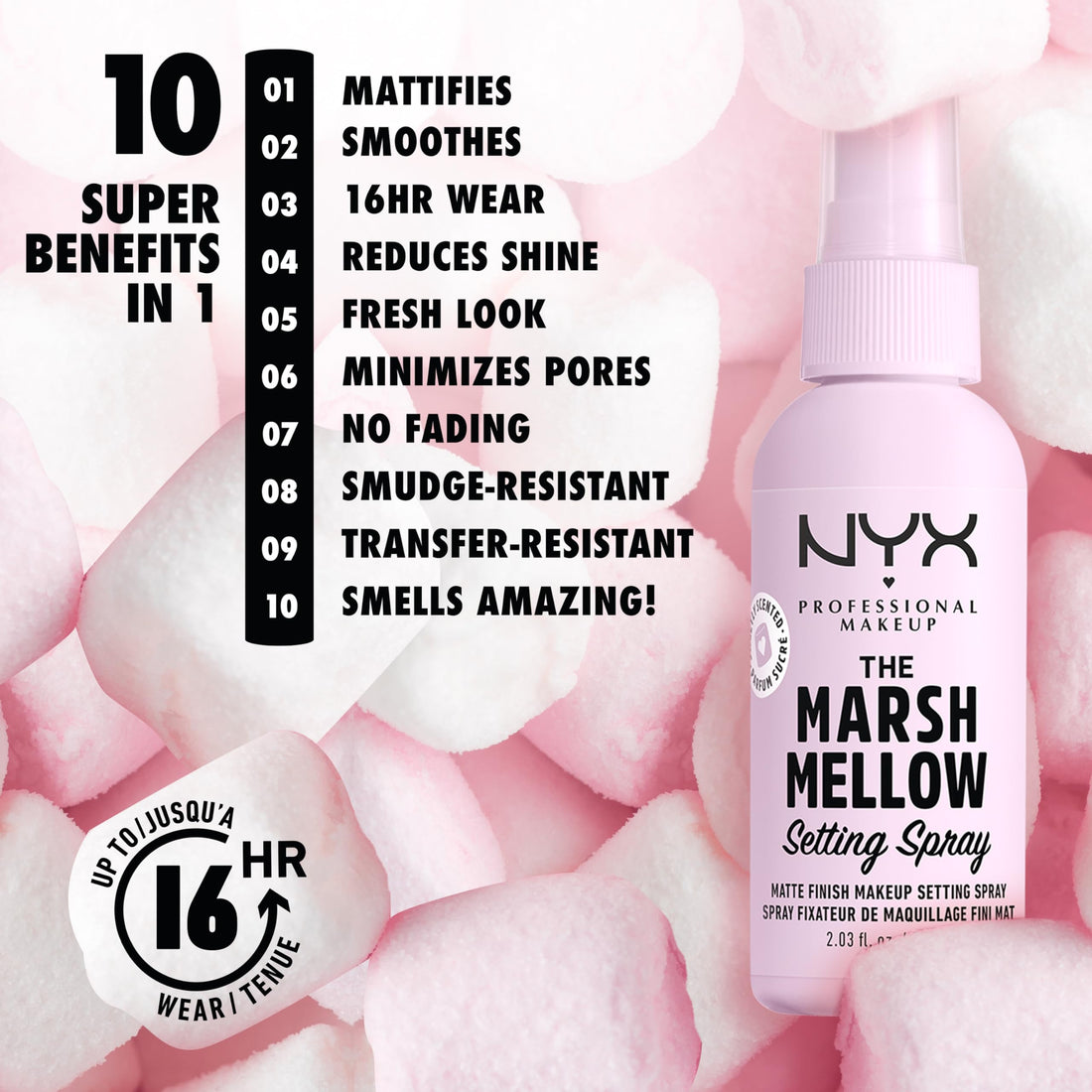 NYX PROFESSIONAL MAKEUP Makeup Setting Spray - Dewy Finish, Long-Lasting Face Mist for up to 16HR Wear, Vegan Formula