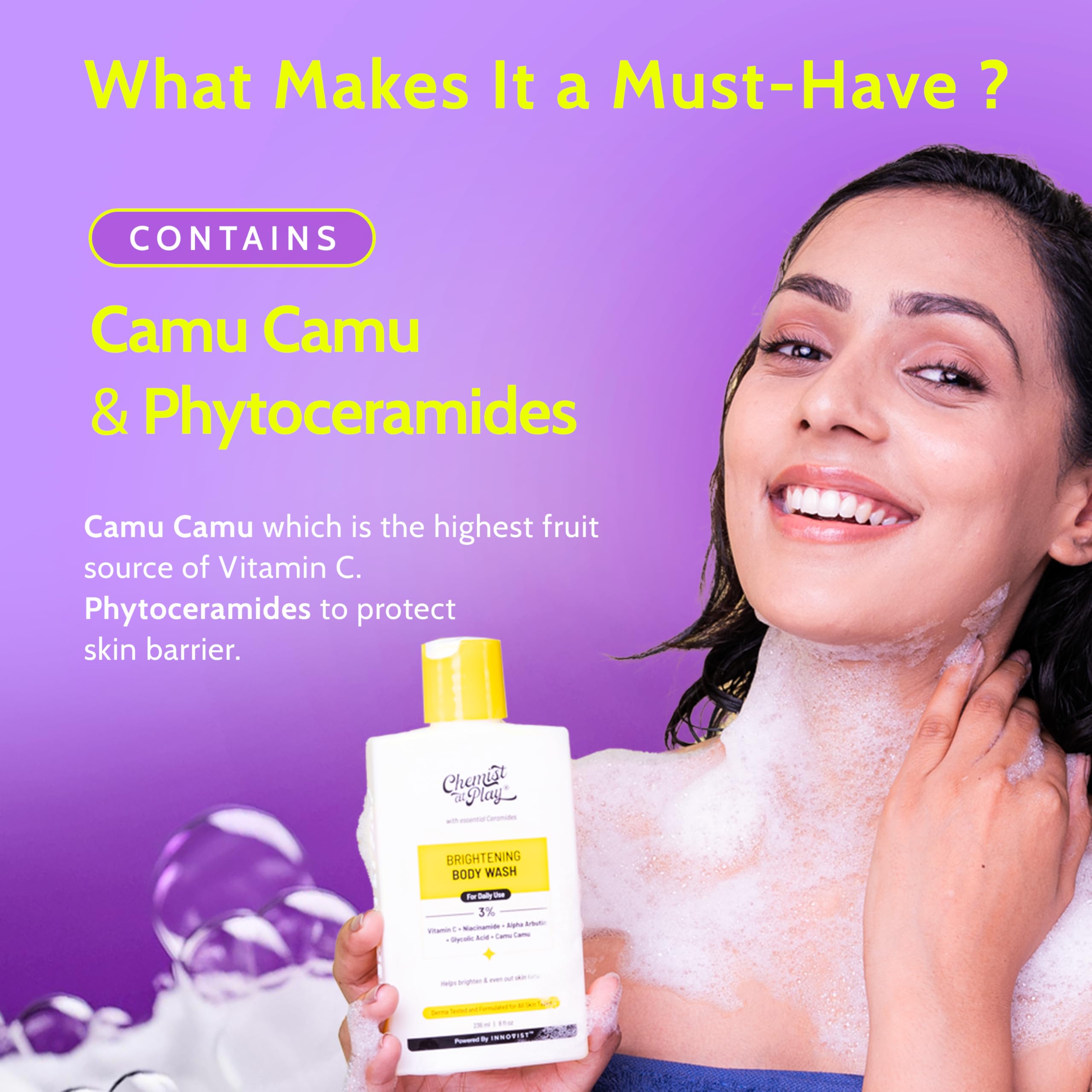 Chemist at Play Brightening Body Wash | Alpha Arbutin & Vitamin C | Fades Dark Spots & Evens Skin Tone | Glycolic Acid | Sulphate Free | 236ml