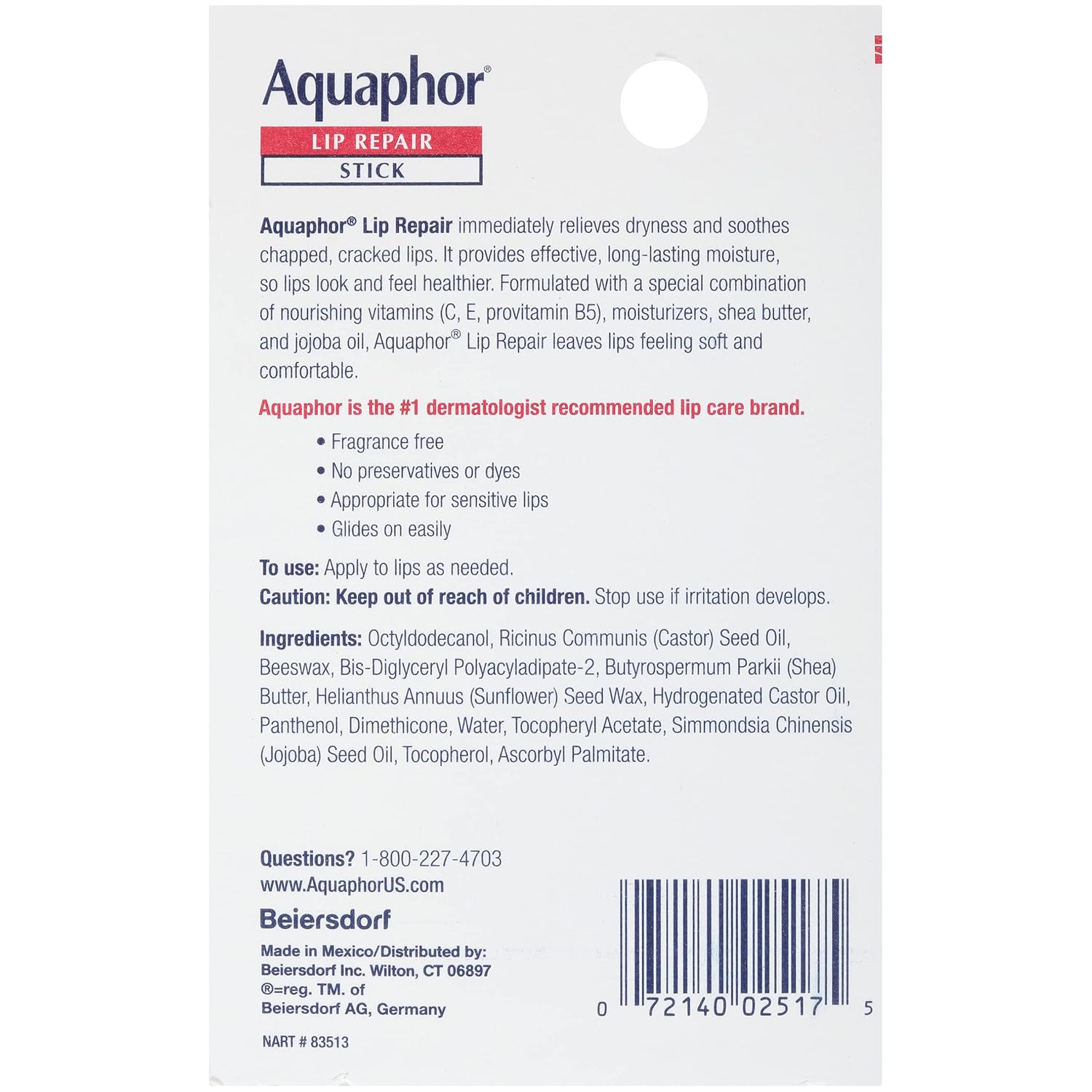Aquaphor Lip Repair Stick with Shea Butter, Moisturizing Lip Balms, Fragrance Free and Paraben Free, Mothers Day Gifts, 0.17 Oz Stick, Pack of 4 Halalzen