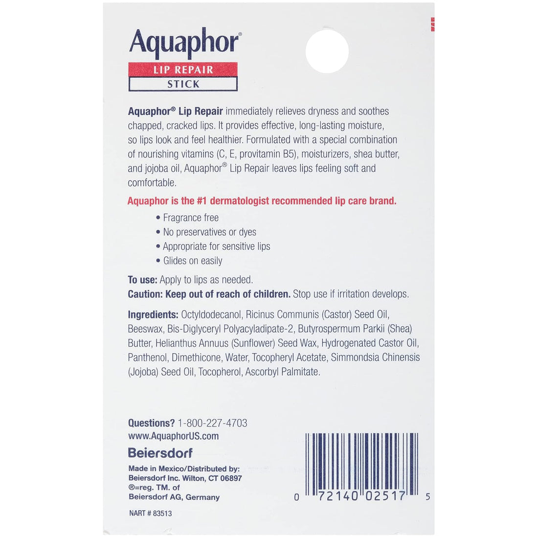Aquaphor Lip Repair Stick with Shea Butter, Moisturizing Lip Balms, Fragrance Free and Paraben Free, Mothers Day Gifts, 0.17 Oz Stick, Pack of 4 Halalzen