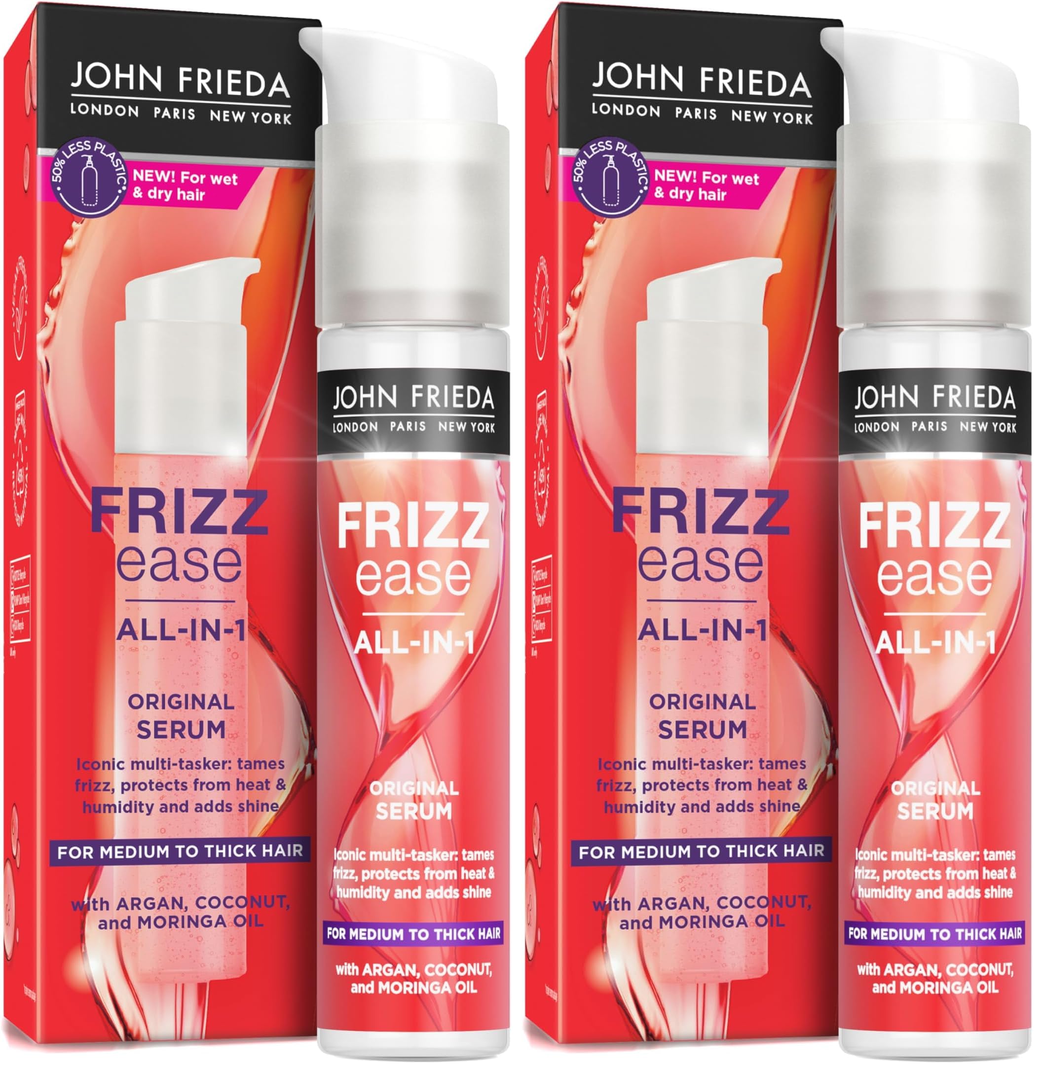 John Frieda Frizz Ease Original Serum 50ml, Hydrating Anti-Frizz Serum for Medium to Thick Hair