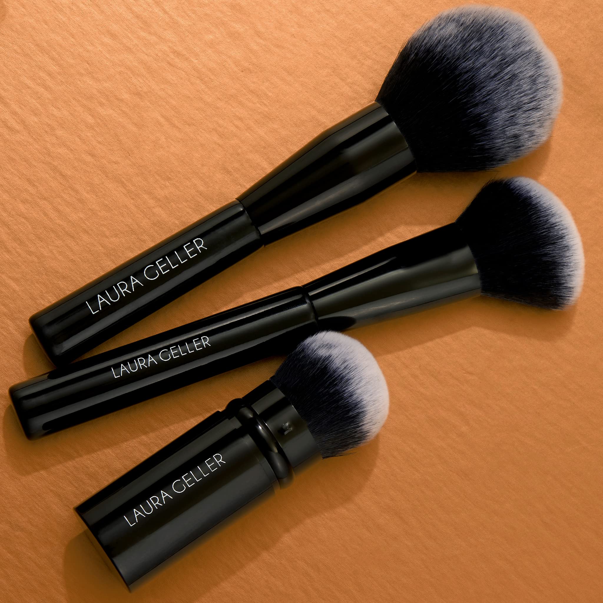 LAURA GELLER NEW YORK Retractable Black Kabuki Brush for Liquid, Cream and Powder Face Makeup With Aluminum Handle Halalzen