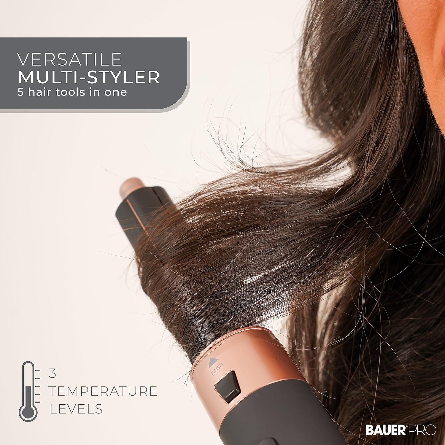 Bauer Professional 5-in-1 Hot Air Styler/Hair Dryer Brush to Curl, Straighten, Volumise, Smooth & Dry / 3 Heat Settings/Multi-Functional Hair Styling Tool 38879 Halalzen