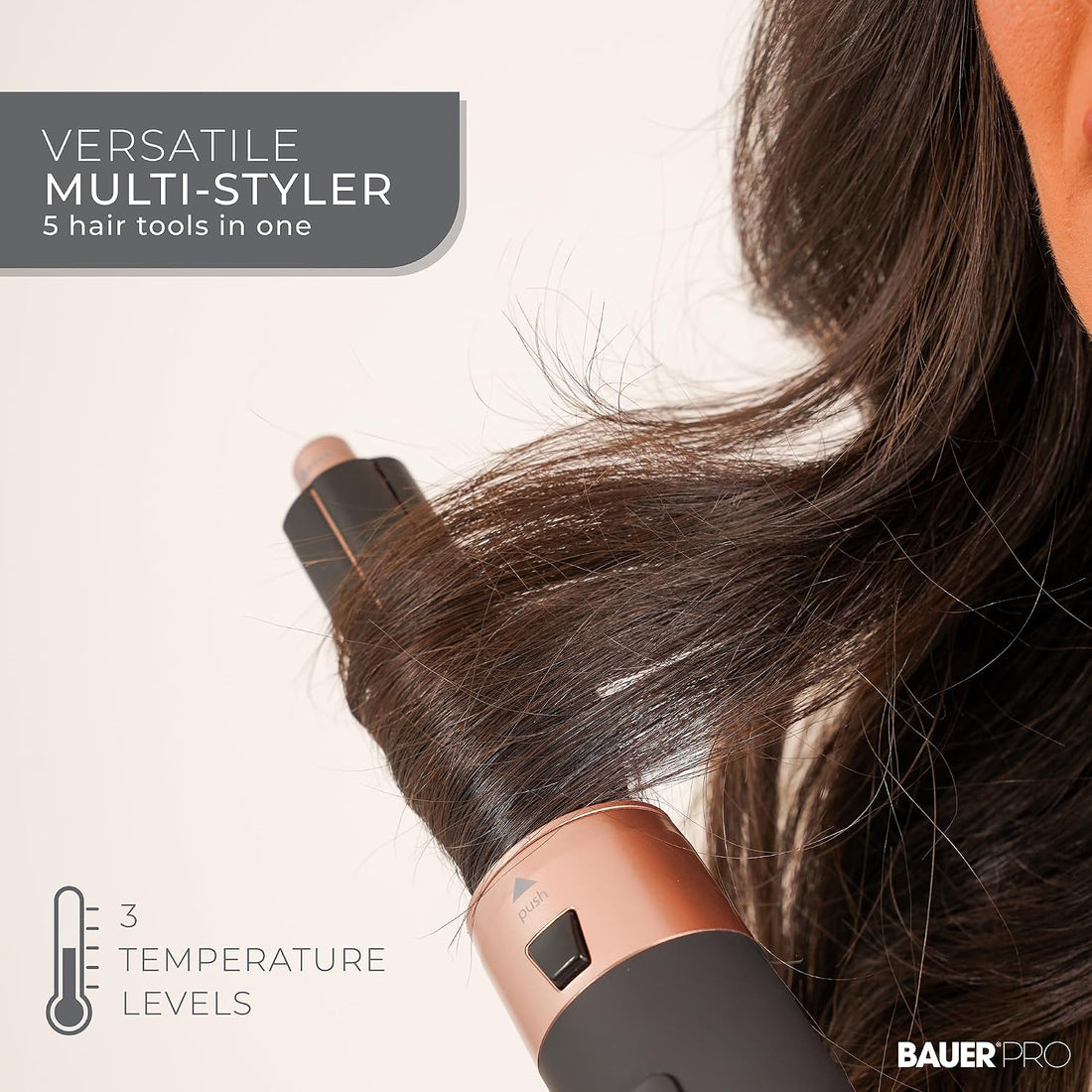 Bauer Professional 5-in-1 Hot Air Styler/Hair Dryer Brush to Curl, Straighten, Volumise, Smooth & Dry / 3 Heat Settings/Multi-Functional Hair Styling Tool 38879 Halalzen
