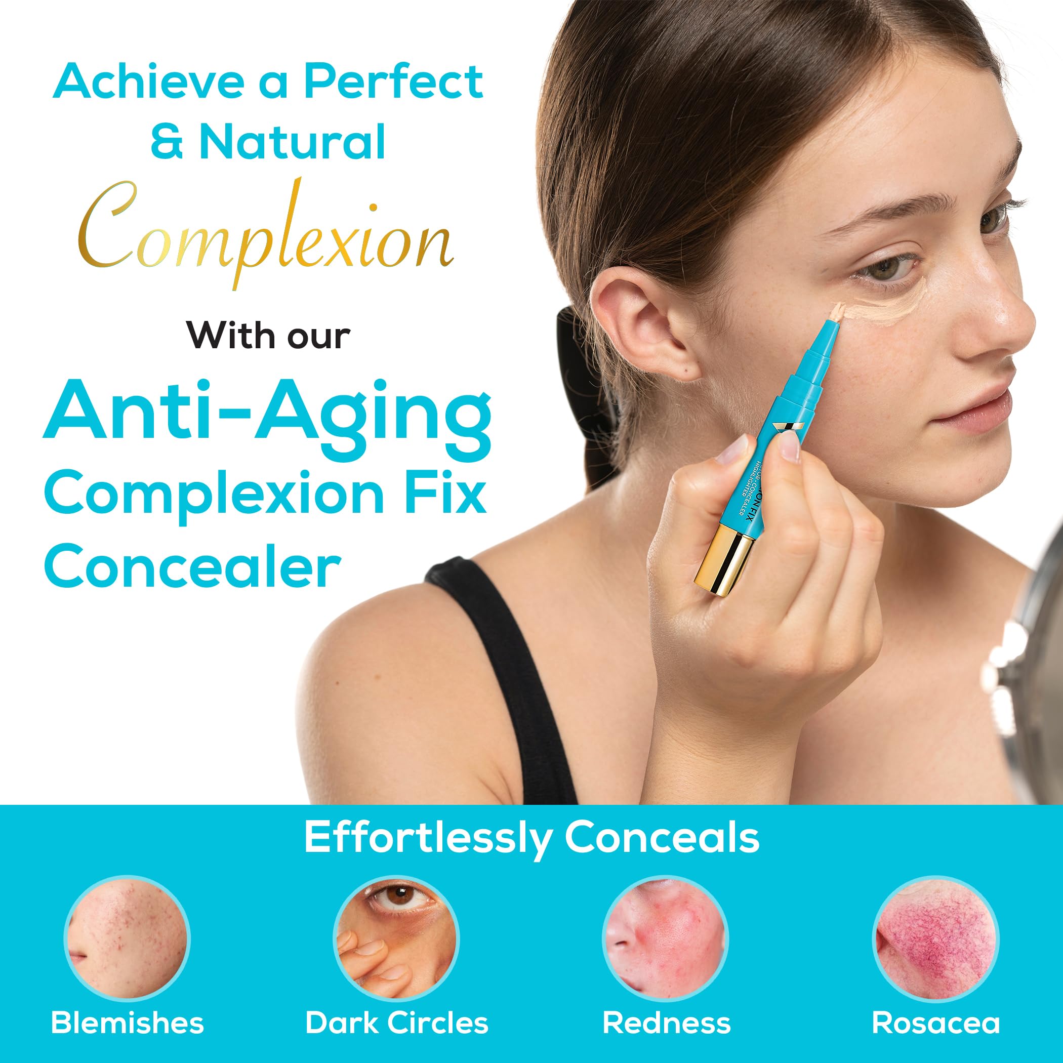 Complexion Fix Concealer - Hydrating Liquid Concealer for Under Eyes & Dark Circles - Infused with Hyaluronic Acid - Contour, Highlight, Correct - Anti-Aging, Vegan, Lightweight (3N Medium Neutral) Halalzen