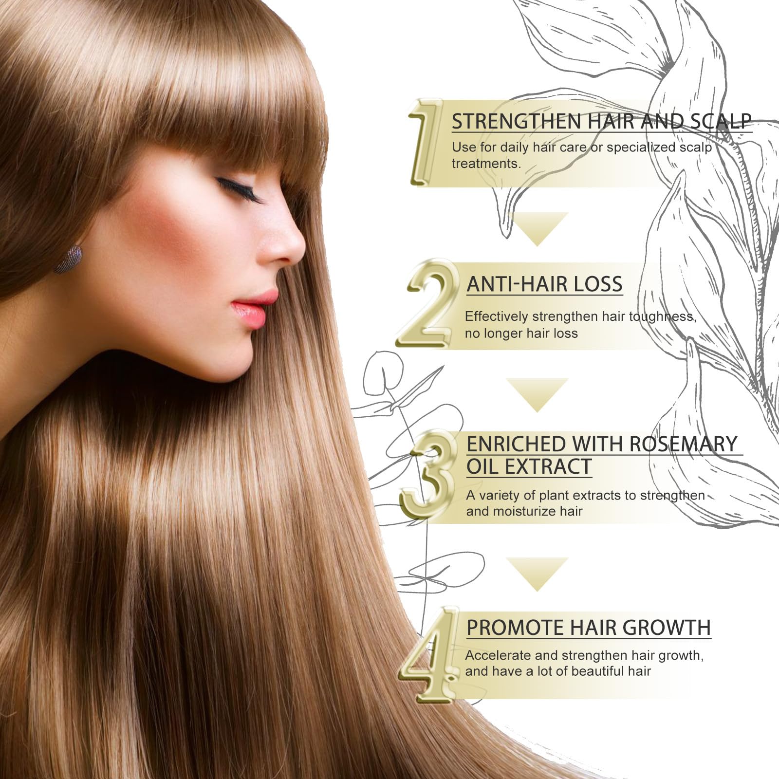 Veganic Hair Oil,100% Natural Growth With Caffeine,Biotin,Coconut,Macadamia,Rosemary and Castor for Growth,Thickening Hair Mask & Loss Treatment,60ml